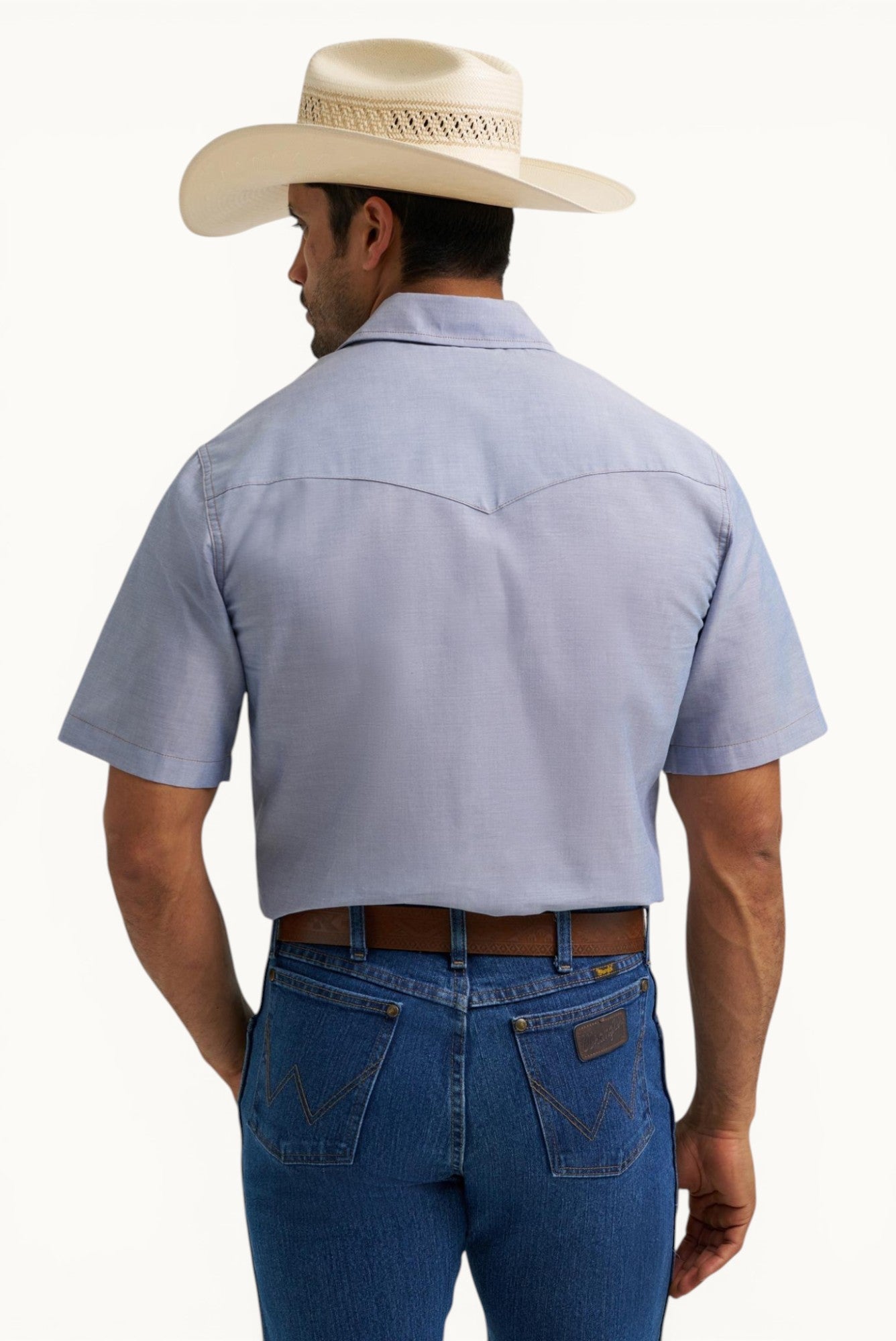 Wrangler Western Chambray Short Sleeve Workshirt Classic Fit Wrangler