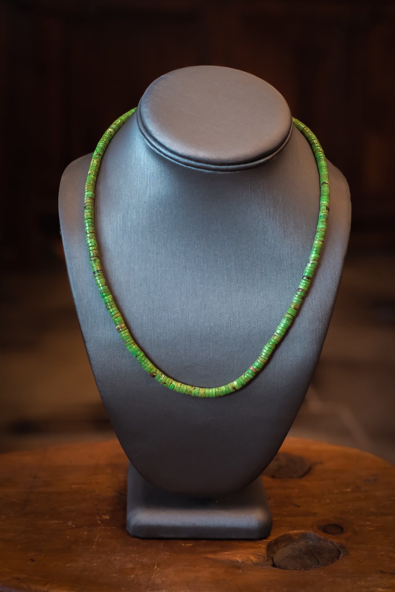 19 1/2" SS Rare Gaspeile(Australian Turq) Heishi Necklace #2542 Pat Seeds