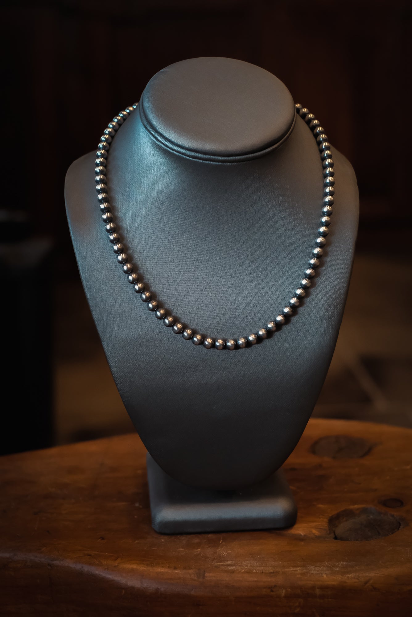 20" 6 mm SS Navajo Pearl Necklace #2553 Pat Seeds