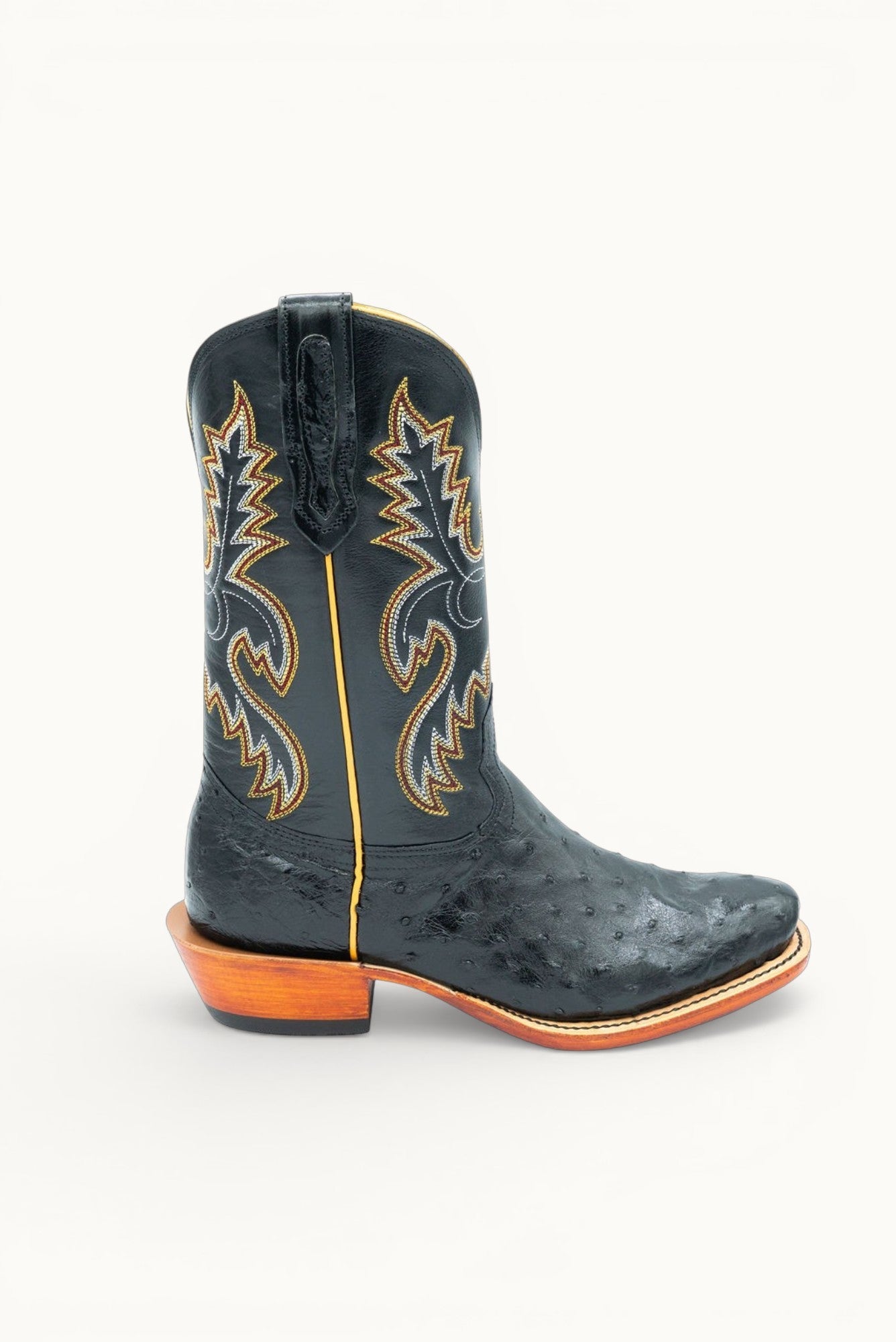 BLACK FULL QUILL OSTRICH Fenoglio Boot Co.