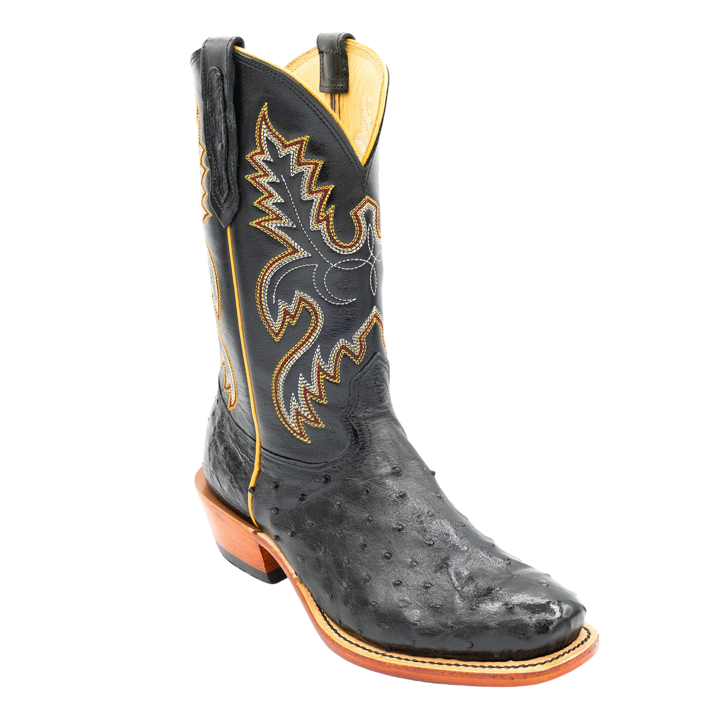 BLACK FULL QUILL OSTRICH Fenoglio Boot Co.