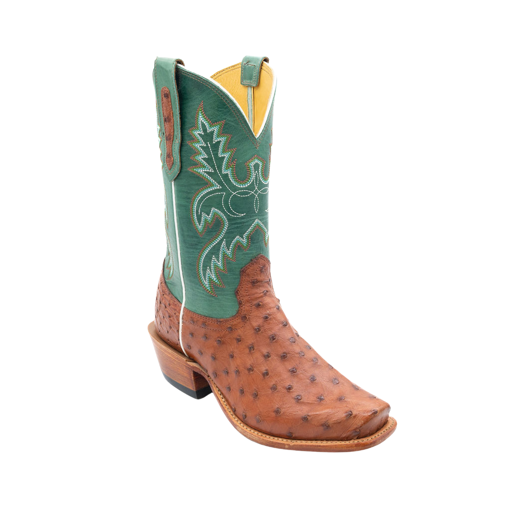 COGNAC FULL QUILL OSTRICH Fenoglio Boot Co.