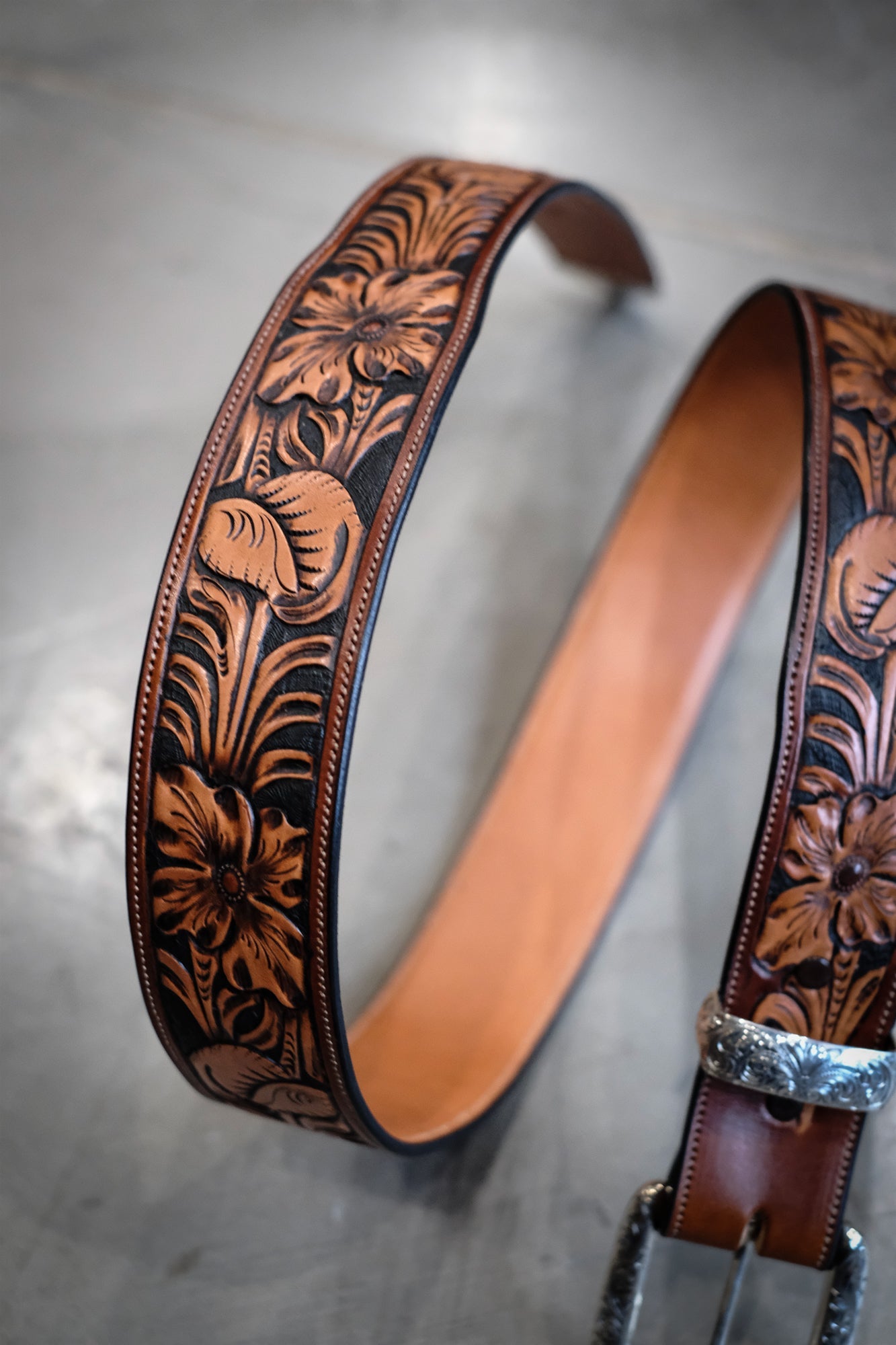 Custom Hand Tooled Belt | Floral #2 Wilkinson