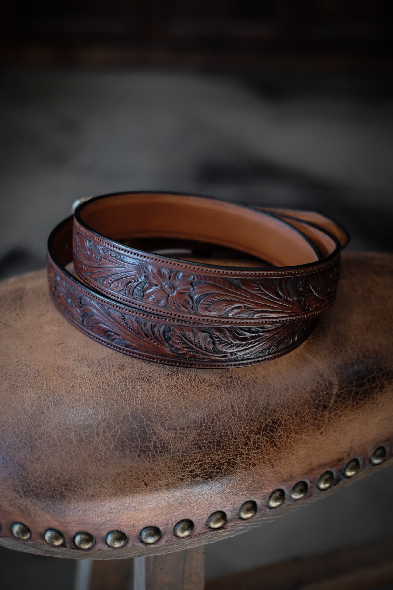 Custom Hand Tooled Belt | Floral #1
