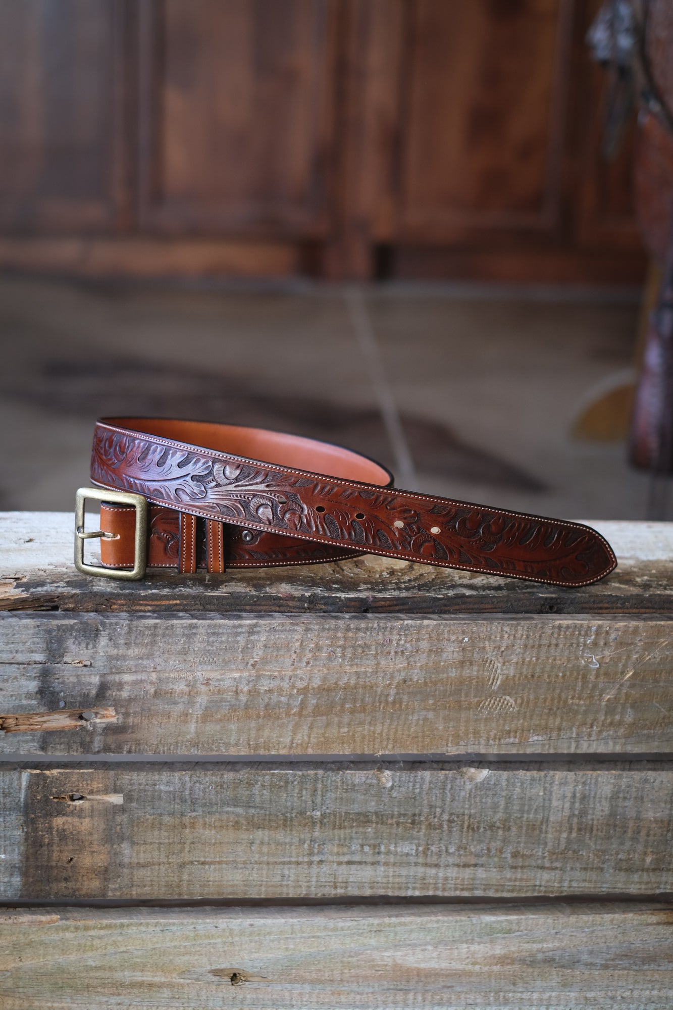 Custom Hand Tooled Belt | Oak Leaf #1