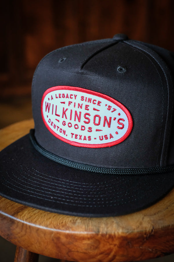 Black High Crown Cotton Snapback | WFG Makers Mark | Red & White