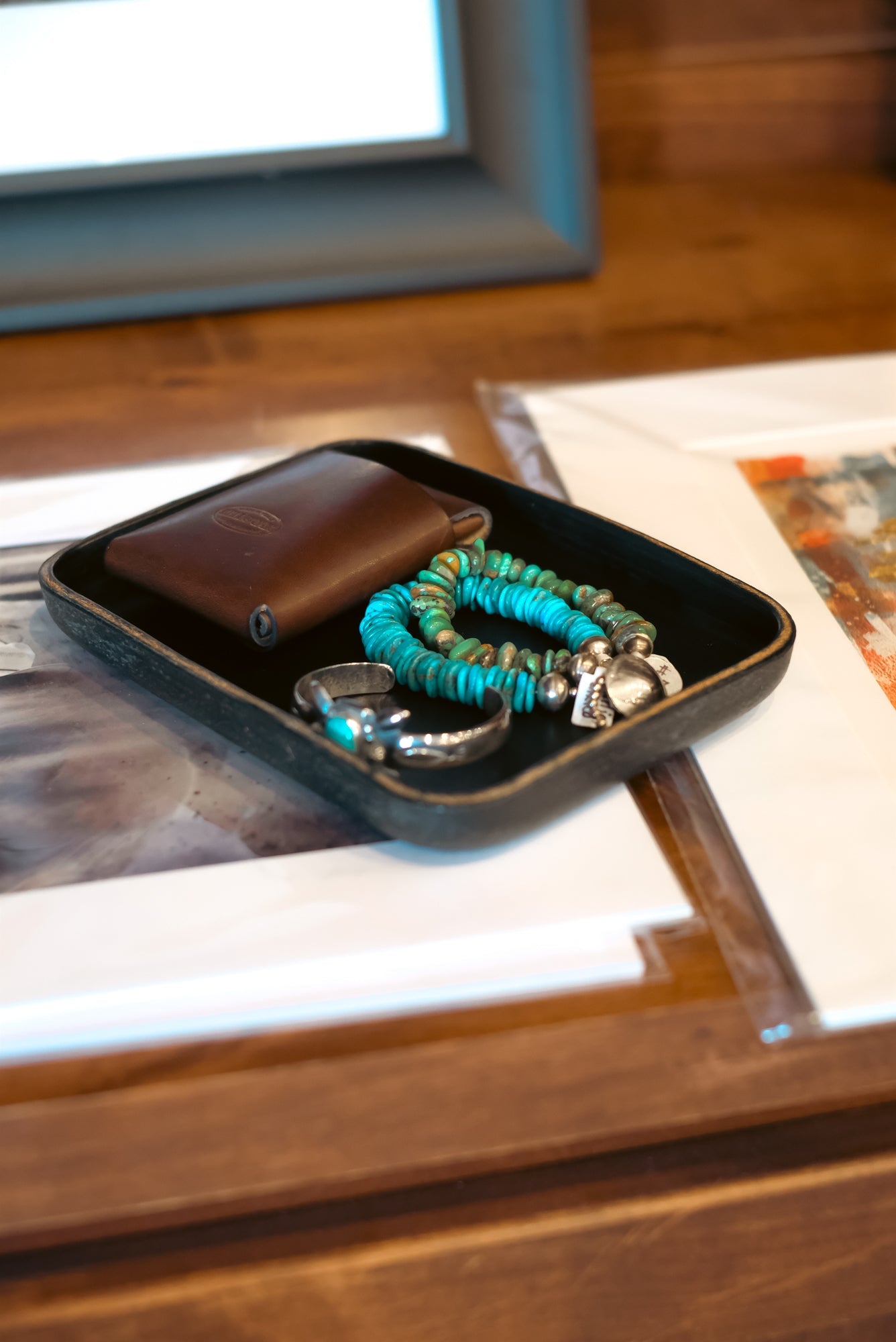 Molded Leather Tray Bell & Oak
