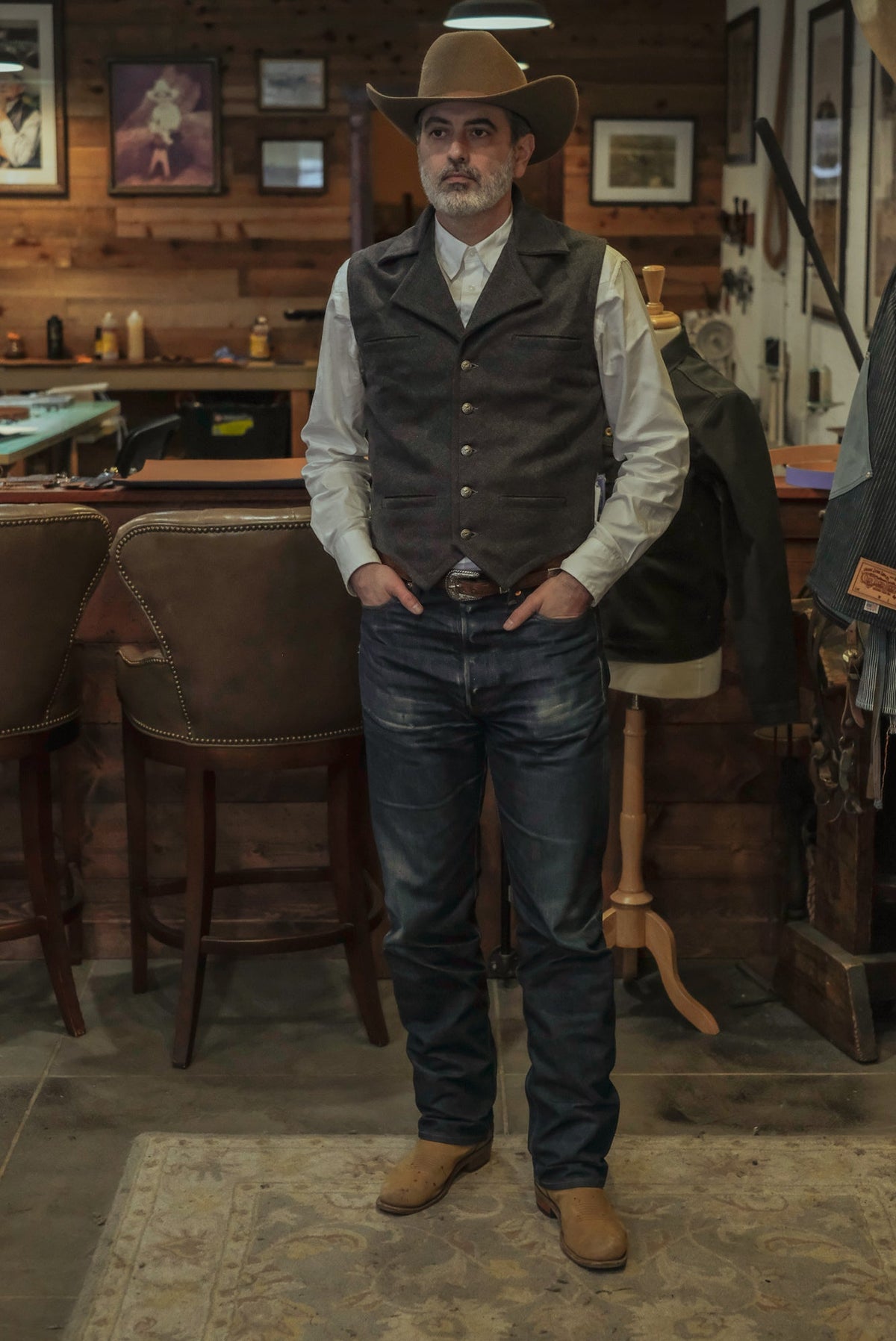 Cattle Baron Wool Vest - Charcoal #Color_Charcoal