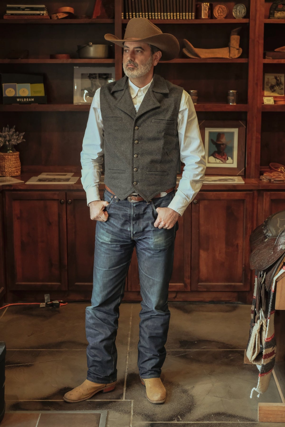 Cattle Baron Wool Vest - Charcoal #Color_Charcoal