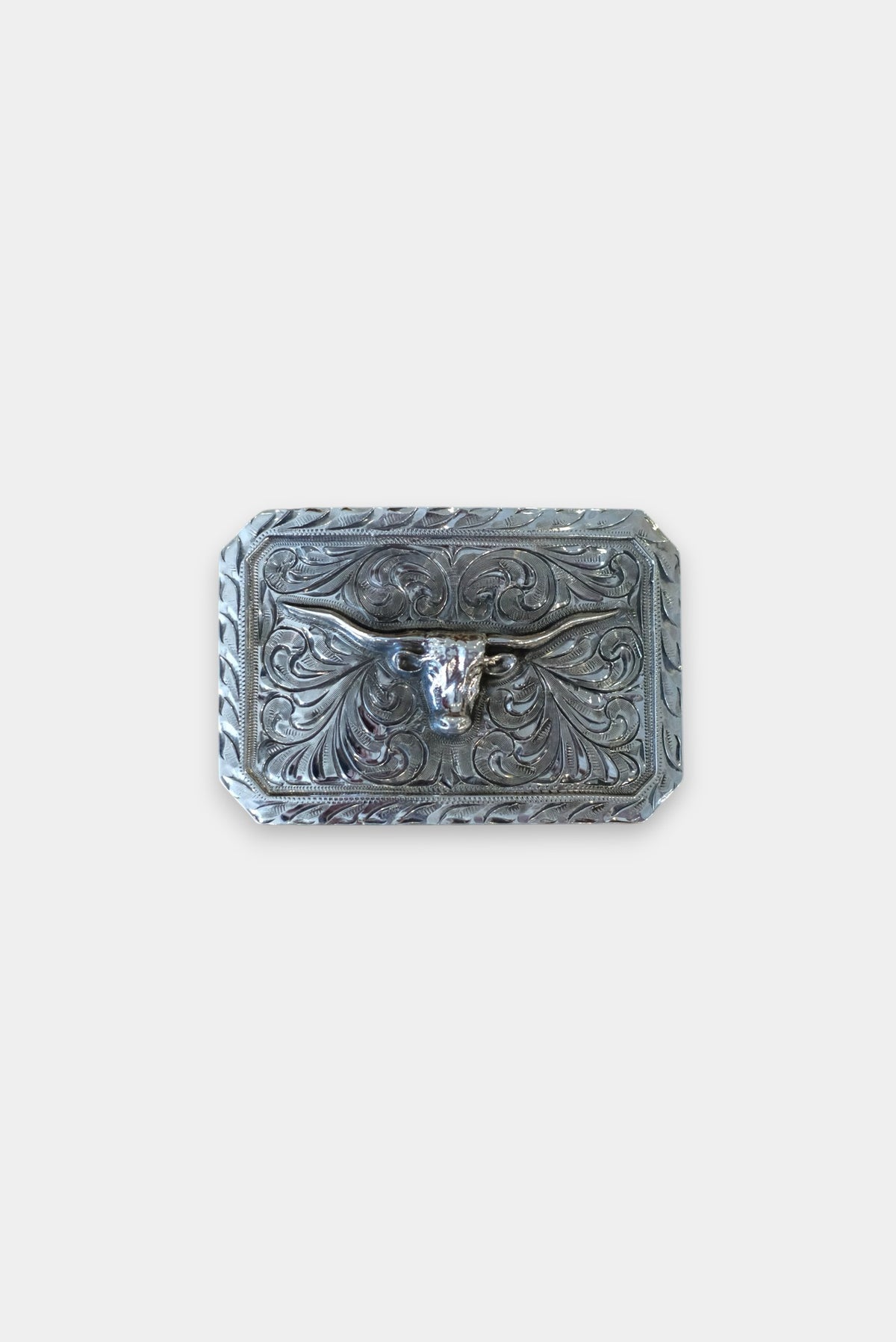 Vintage Ladies Handmade Longhorn Western Belt Buckle Western Texas Longhorn Steer Antique Silver and Gold Belt  main image 3