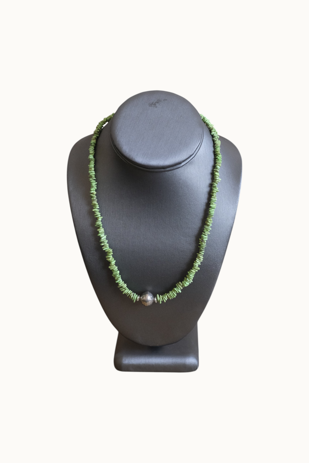 19 3/4" SS Graduated Gaspeite Chips (Australian Turq) & Large SS Ball Necklace #2633 Pat Seeds