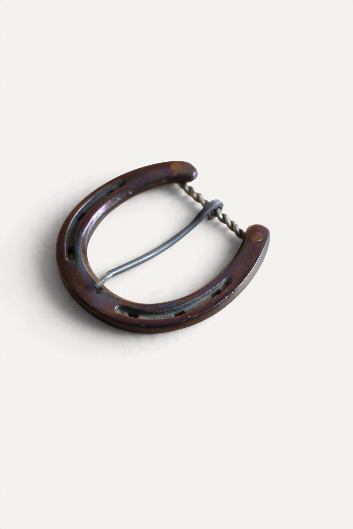 Oil Slick Pony Horseshoe Buckle Couple Christophers