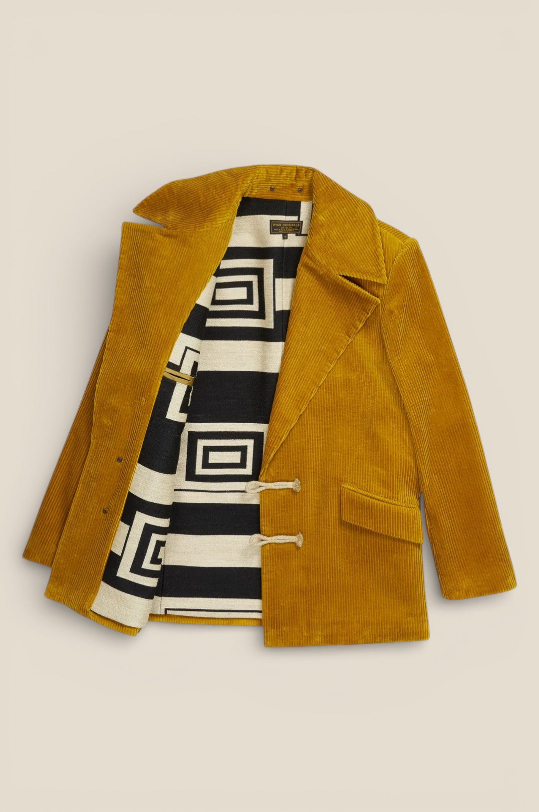 Western-Inspired Men's Corduroy Jacket - Gold