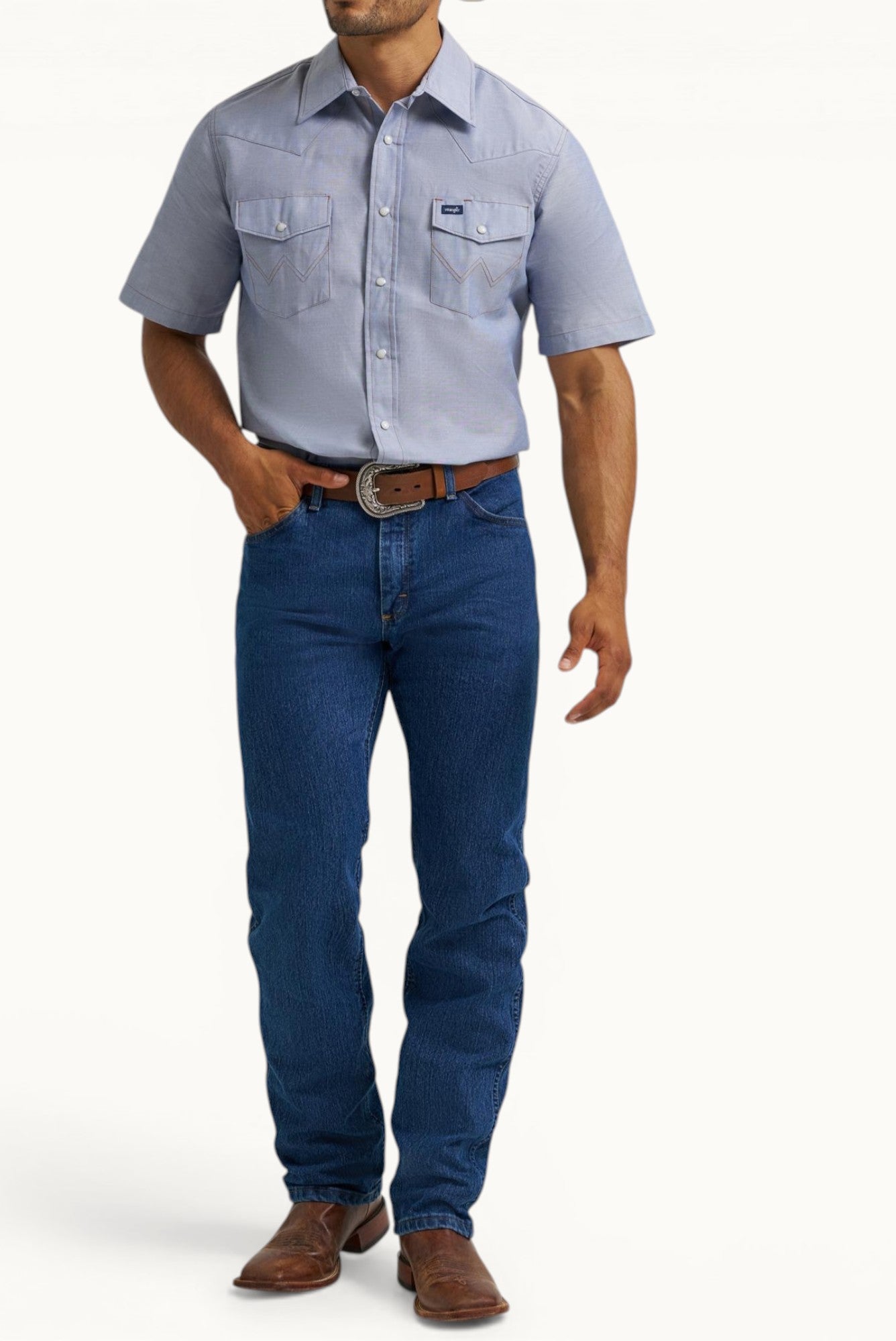 Wrangler Western Chambray Short Sleeve Workshirt Classic Fit