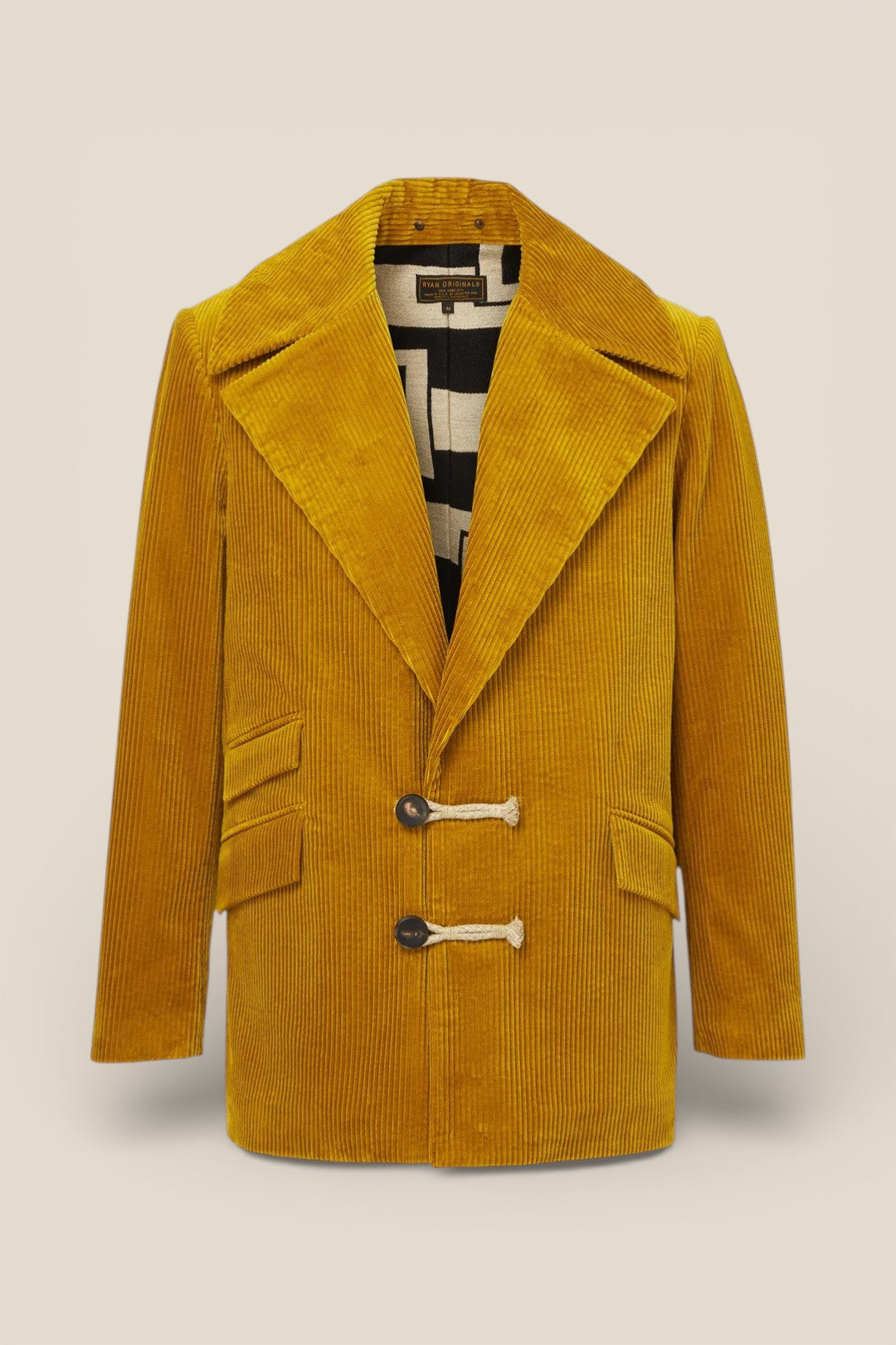 Western-Inspired Men's Corduroy Jacket - Gold