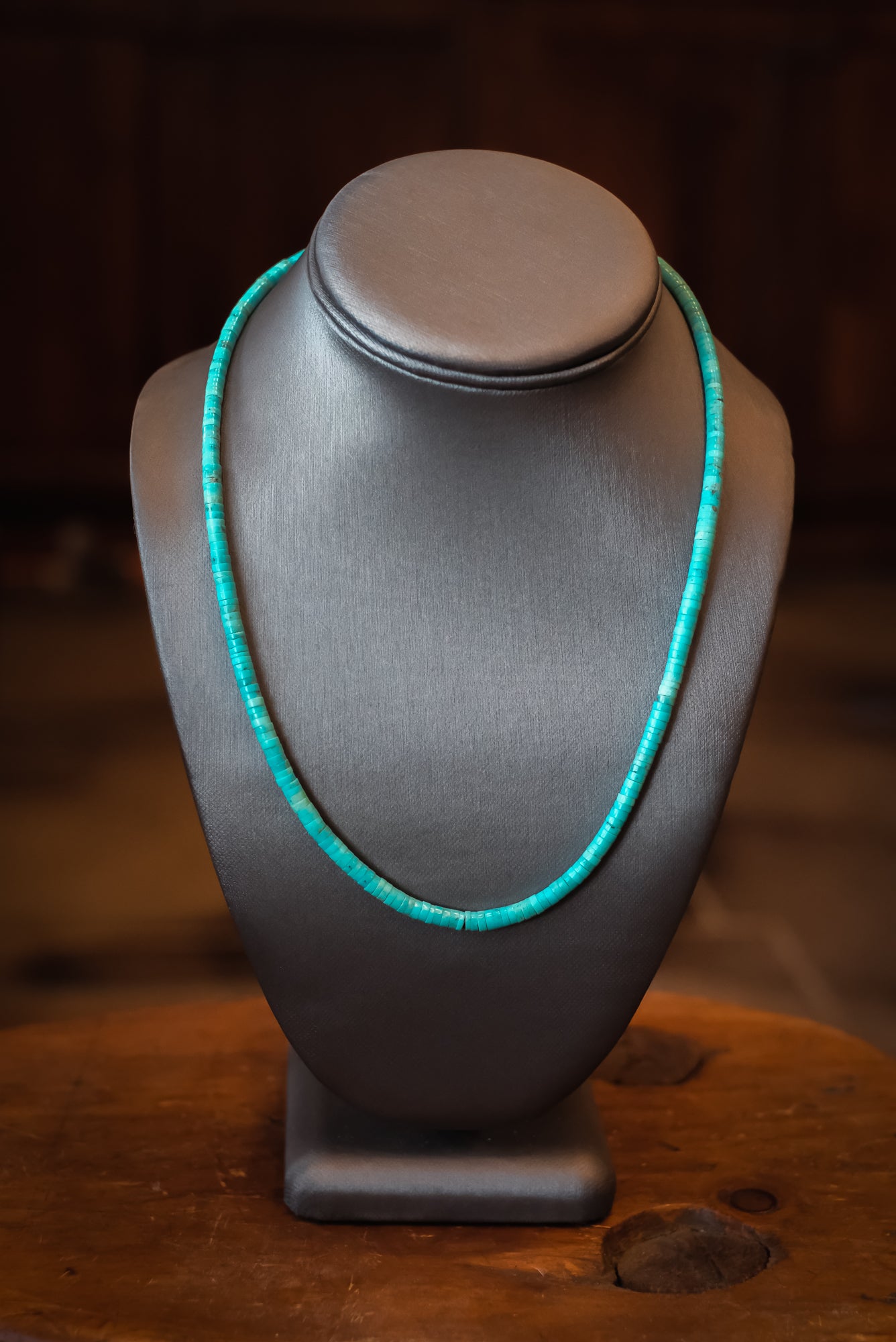 19 3/4" SS Nevada Blue Gem Heishi Necklace #2537