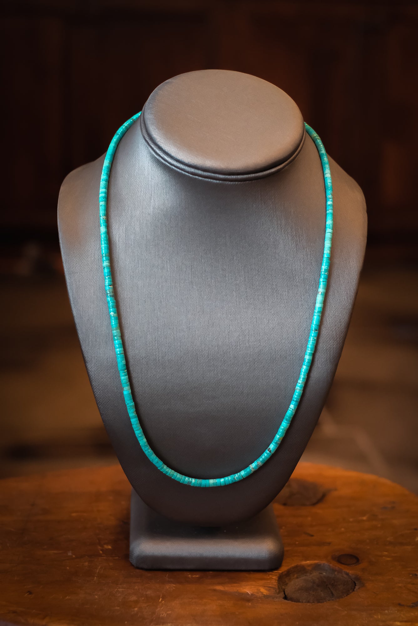 21 5/8" SS Nevada Blue Gem Heishi Necklace #2538