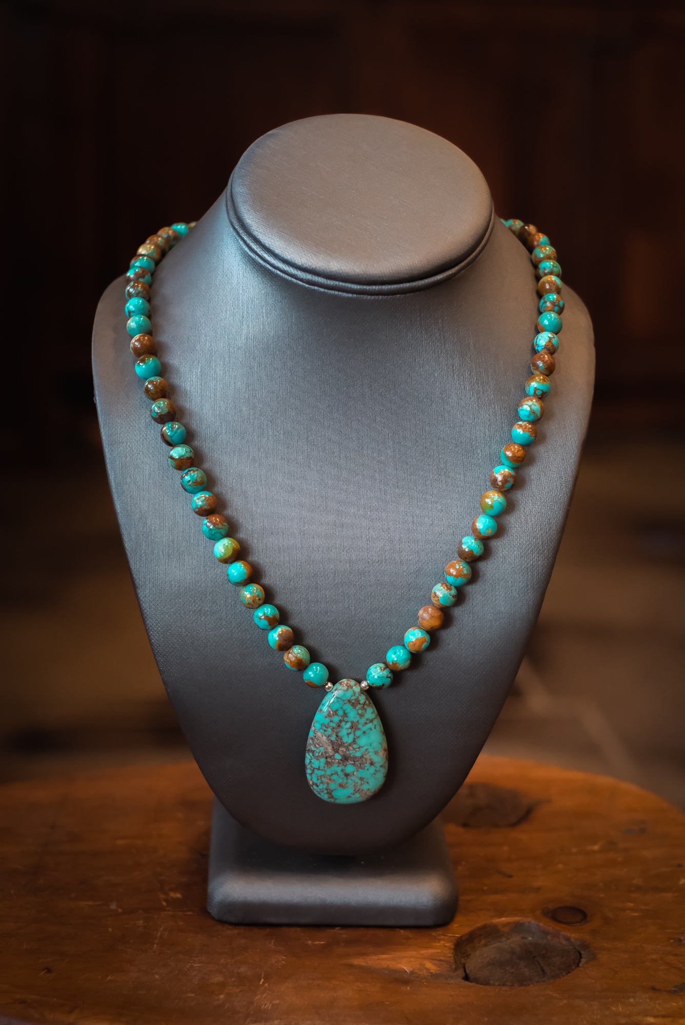 20 1/2" SS Royston Turq Balls & Pendant Necklace #2544