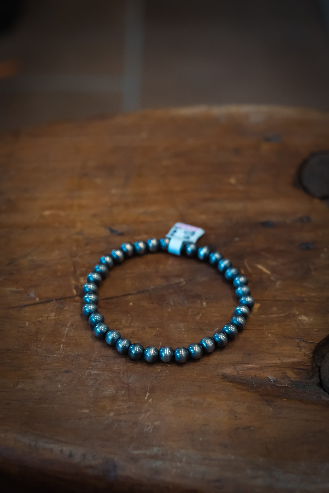 6 mm SS Stretch Navajo Pearl Bracelet #2550