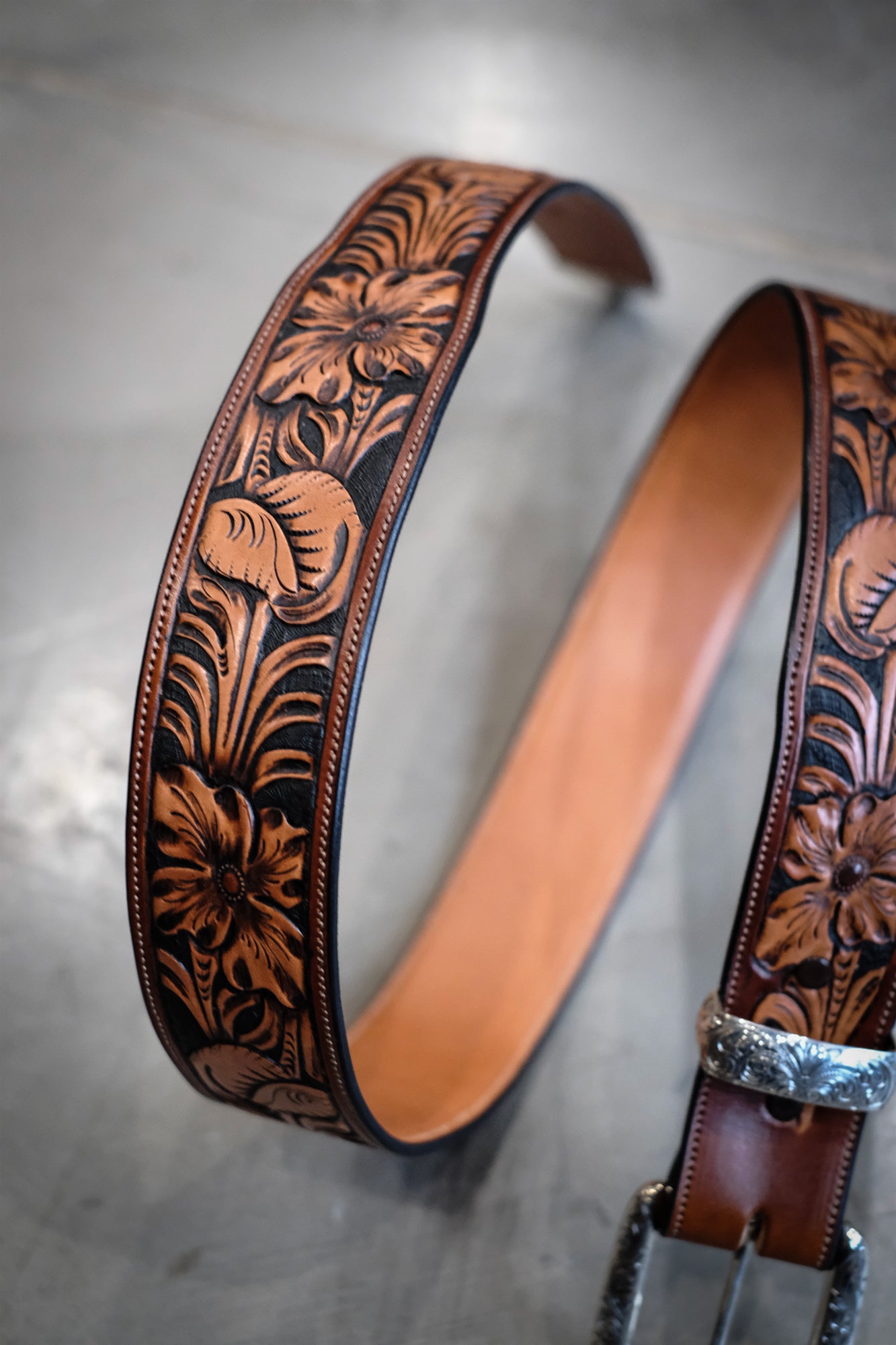 Custom Hand Tooled Belt | Floral Pattern #2