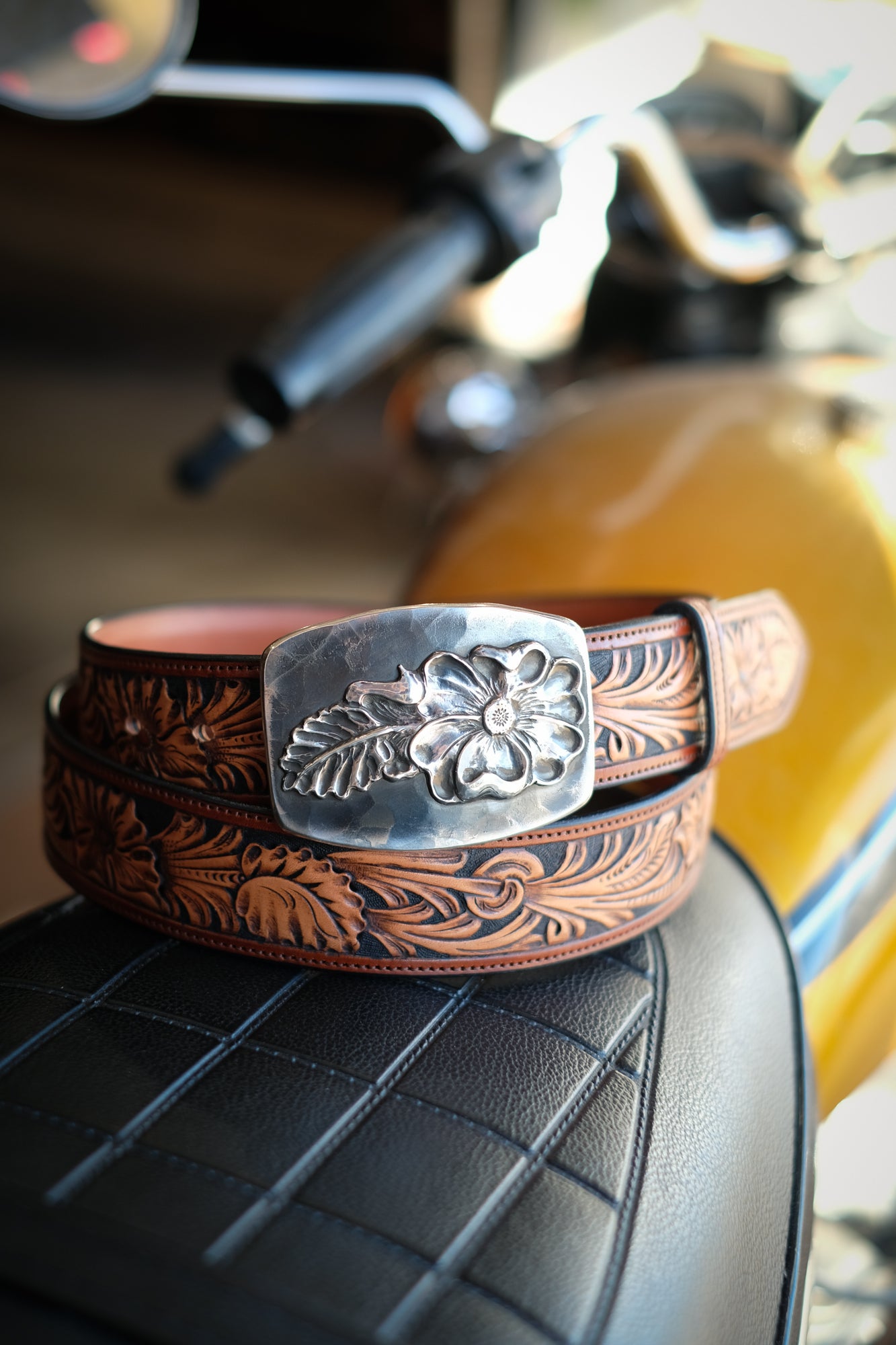 Custom Hand Tooled Belt | Floral Pattern #3