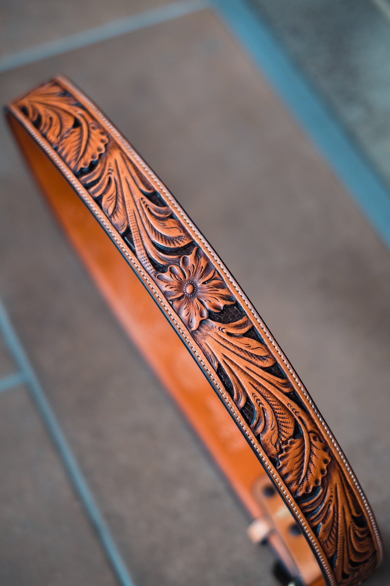 Custom Hand Tooled Belt | Floral Pattern #1