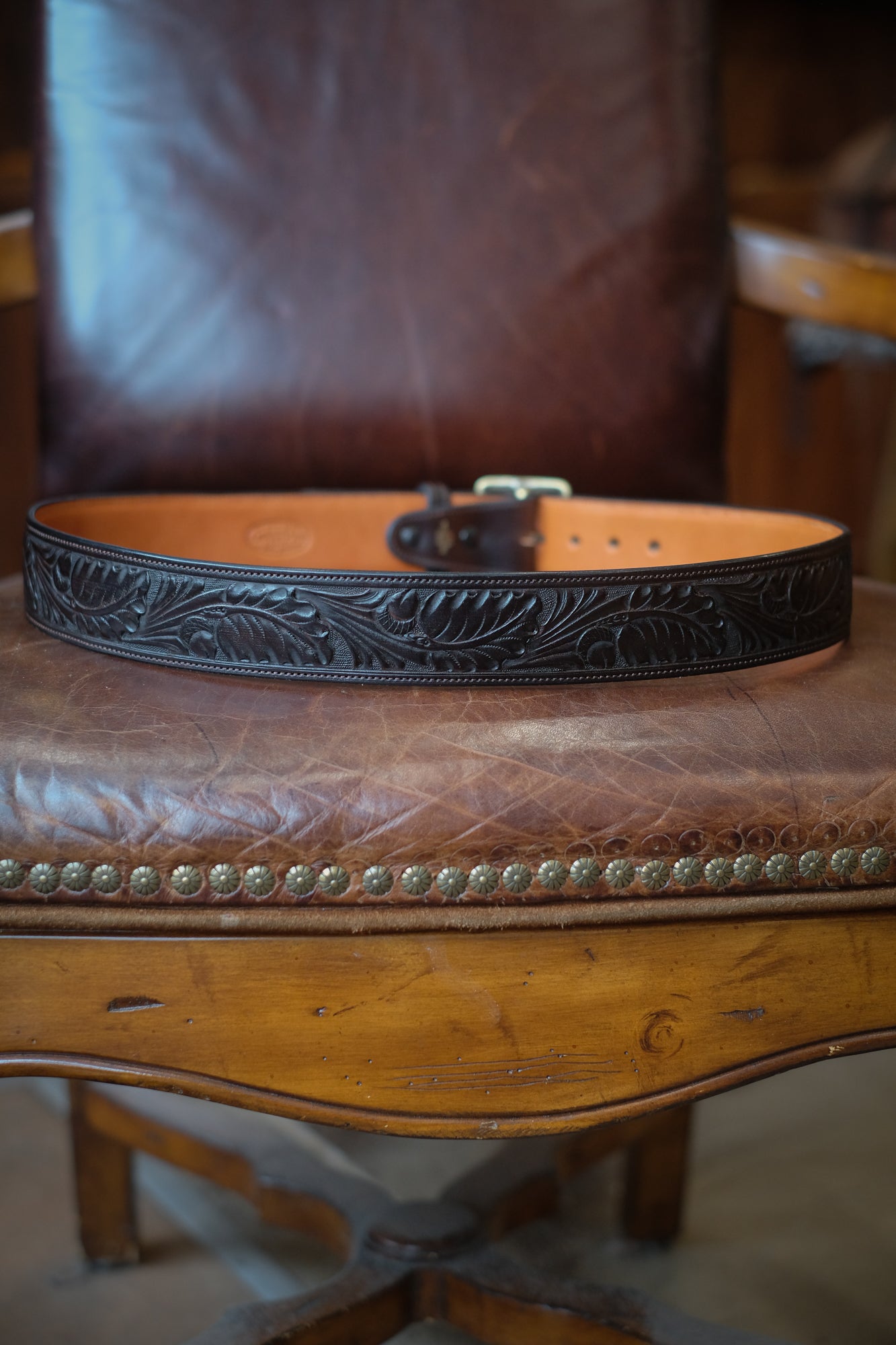 Custom Hand Tooled Belt | Oak Leaf Pattern #2