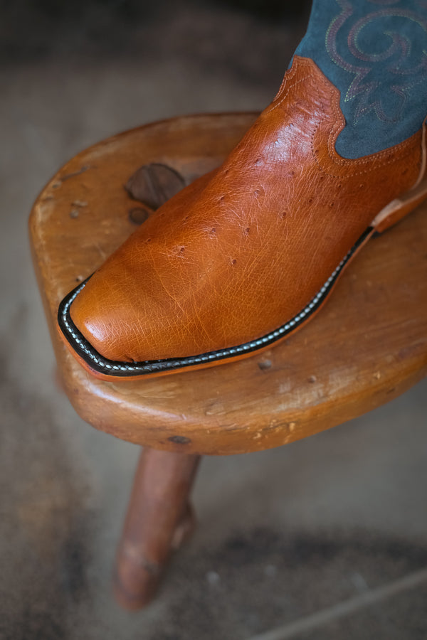 Cognac Smooth Ostrich | Fenoglio Boots