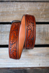 Custom Hand Tooled Belt | Oak Leaf Pattern #2