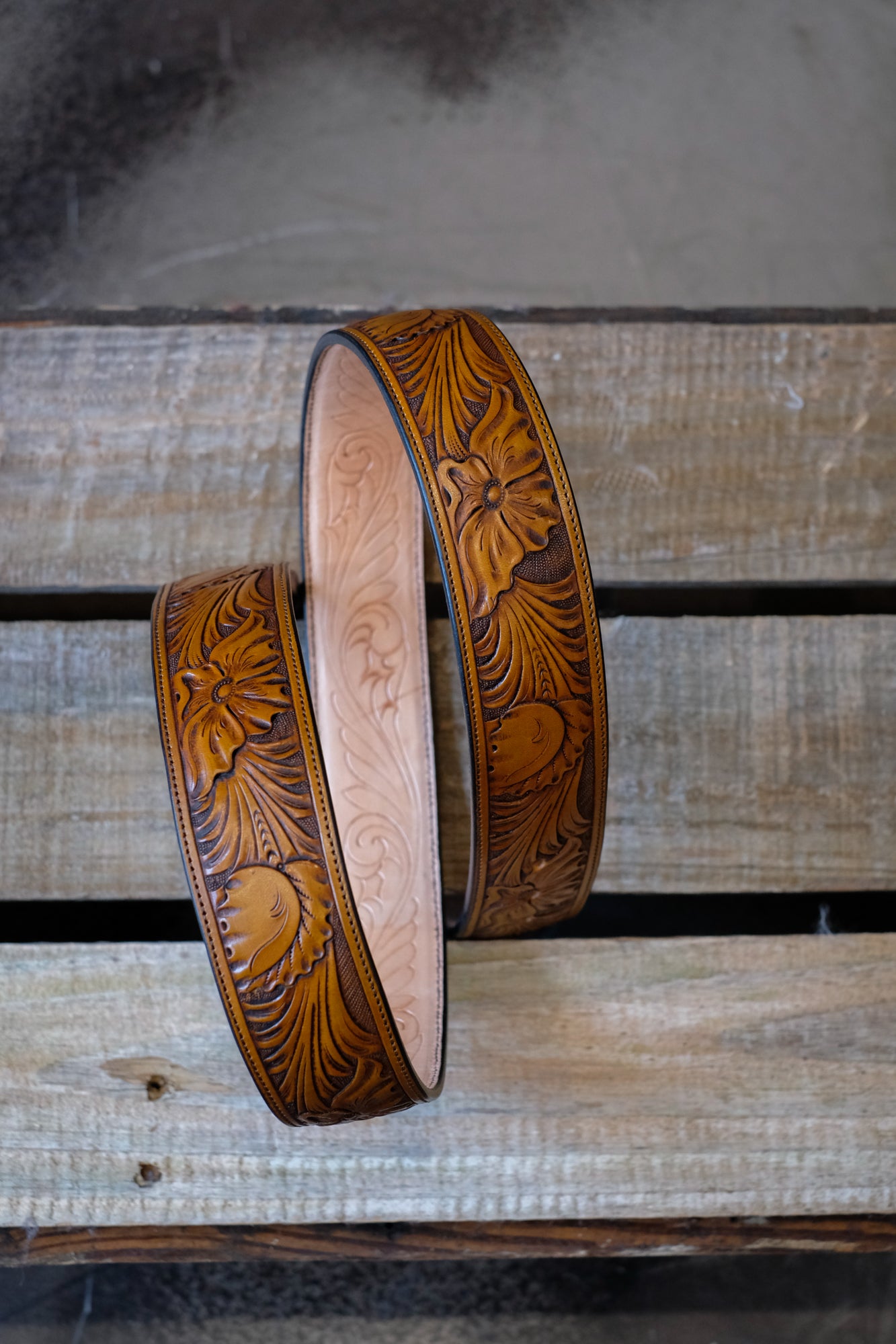 Custom Hand Tooled Belt | Floral Pattern #4