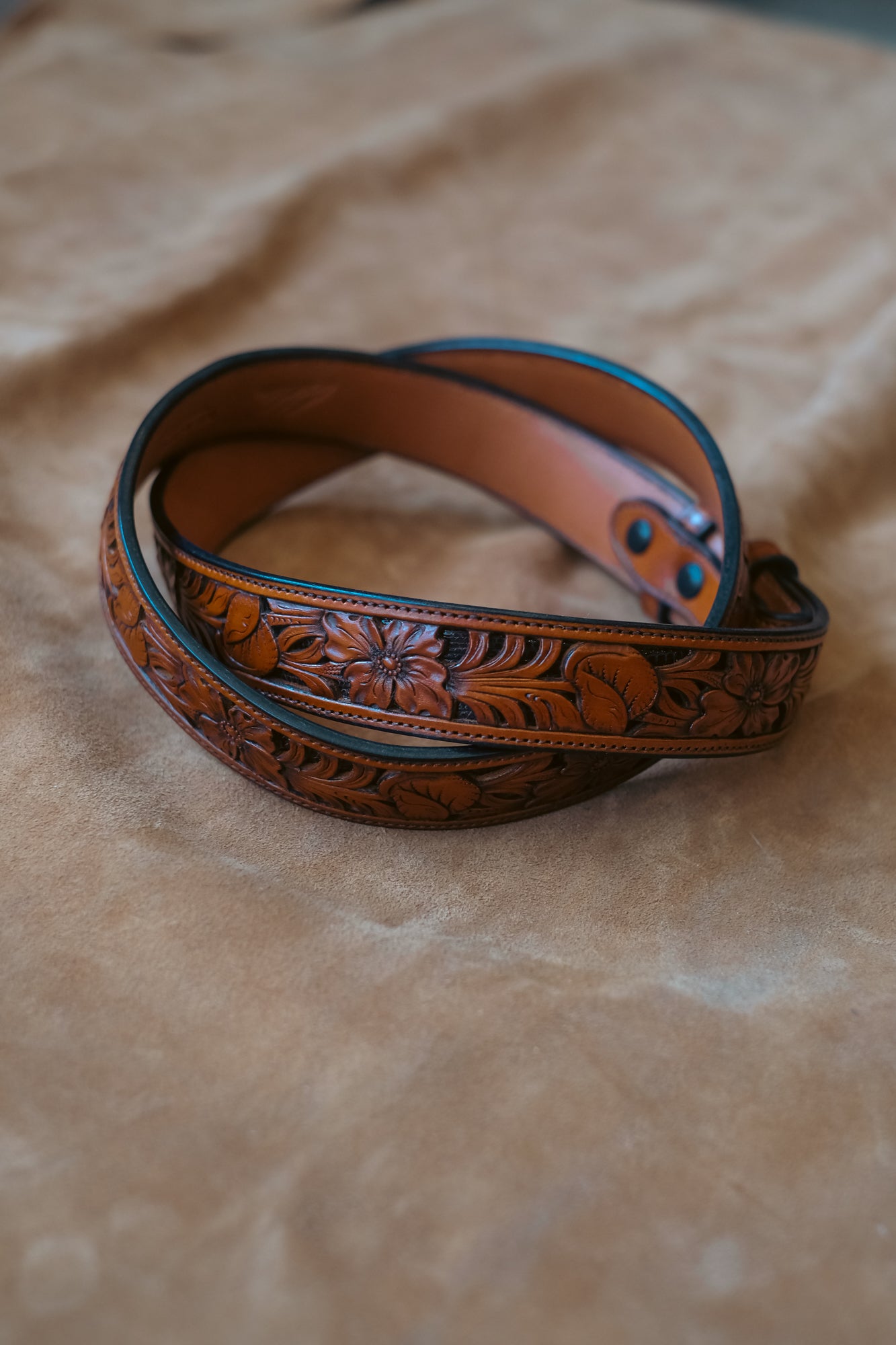 Custom Hand Tooled Belt | Floral Pattern #2