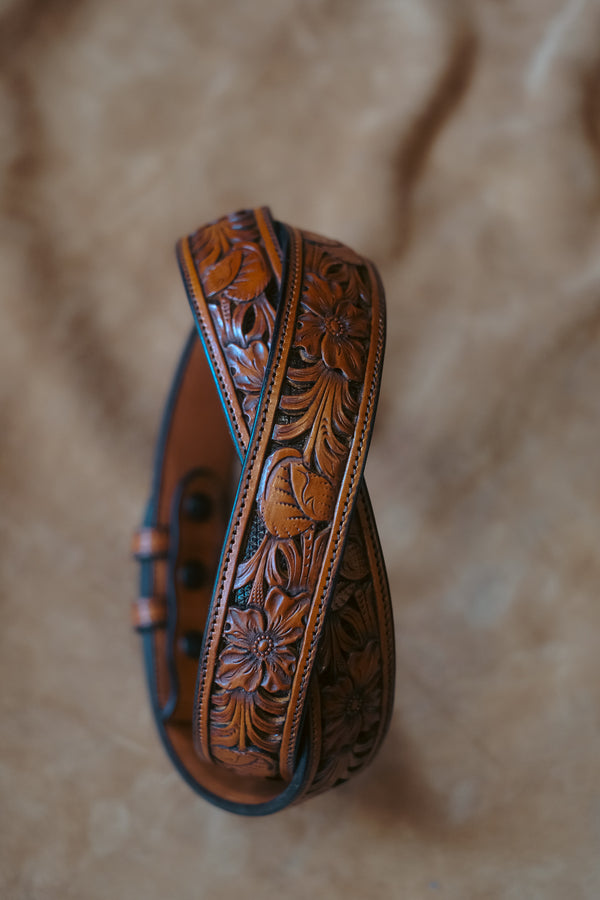 Custom Hand Tooled Belt | Floral Pattern #2