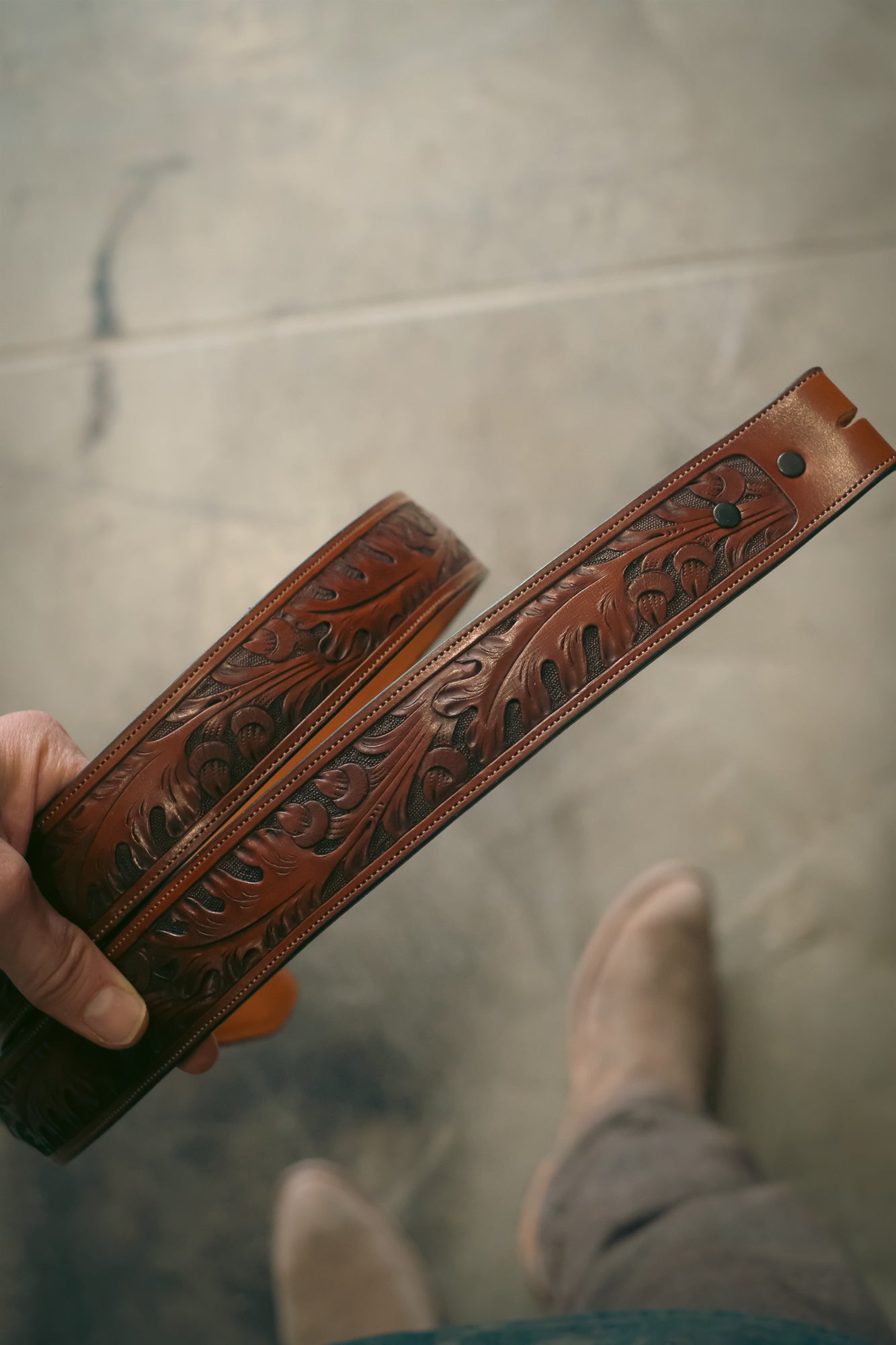 Custom Hand Tooled Belt | Oak Leaf Pattern #1