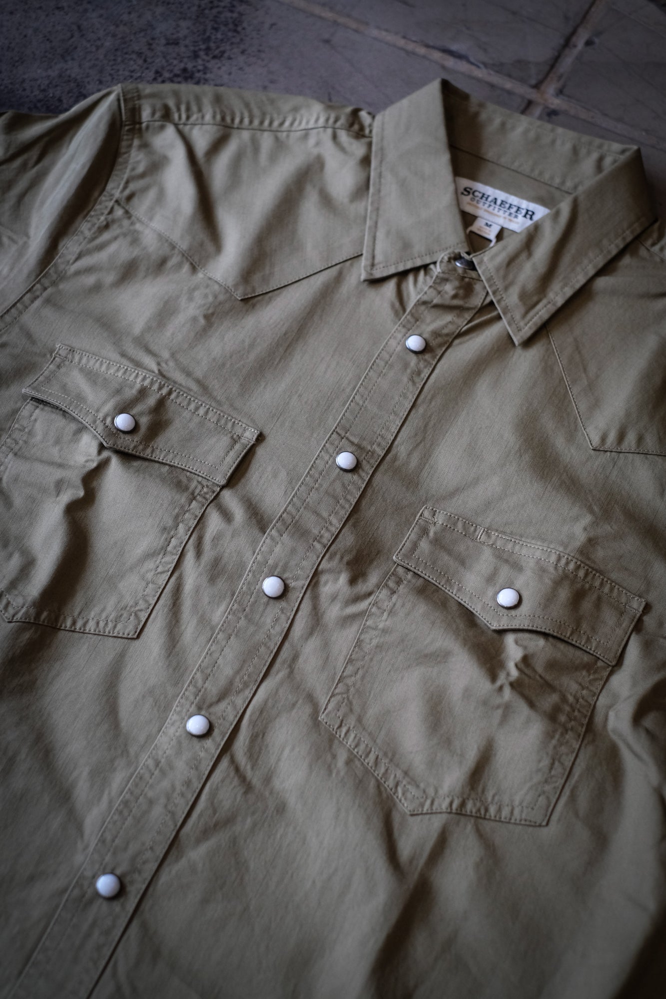 Slub Twill Shirt With Snaps | Olive