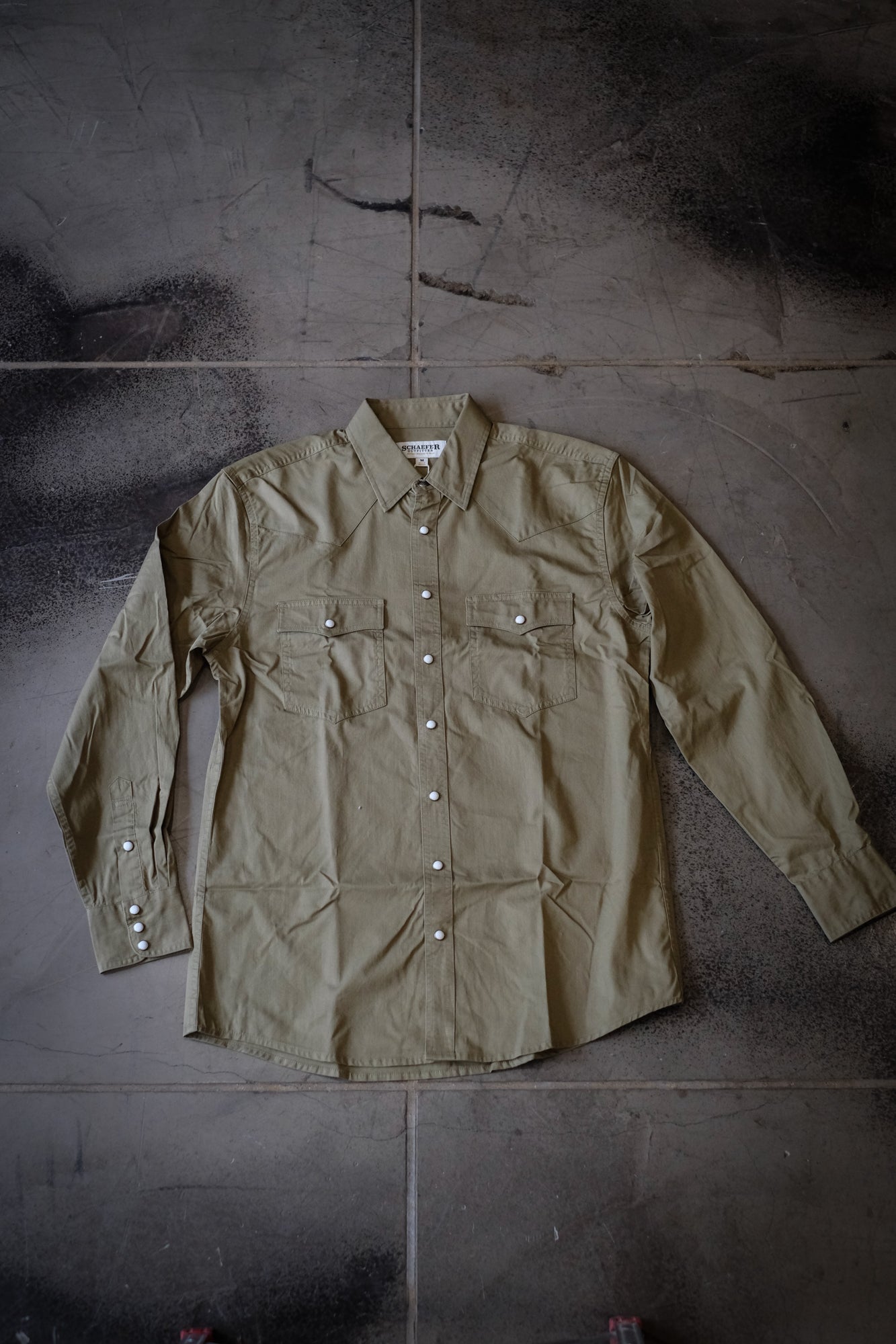 Slub Twill Shirt With Snaps | Olive