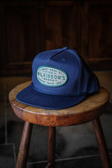 Navy High Crown Cotton Snapback | WFG Makers Mark | Green & Tan