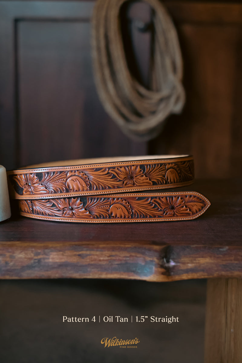 Custom Hand Tooled Belt | Floral Pattern #4