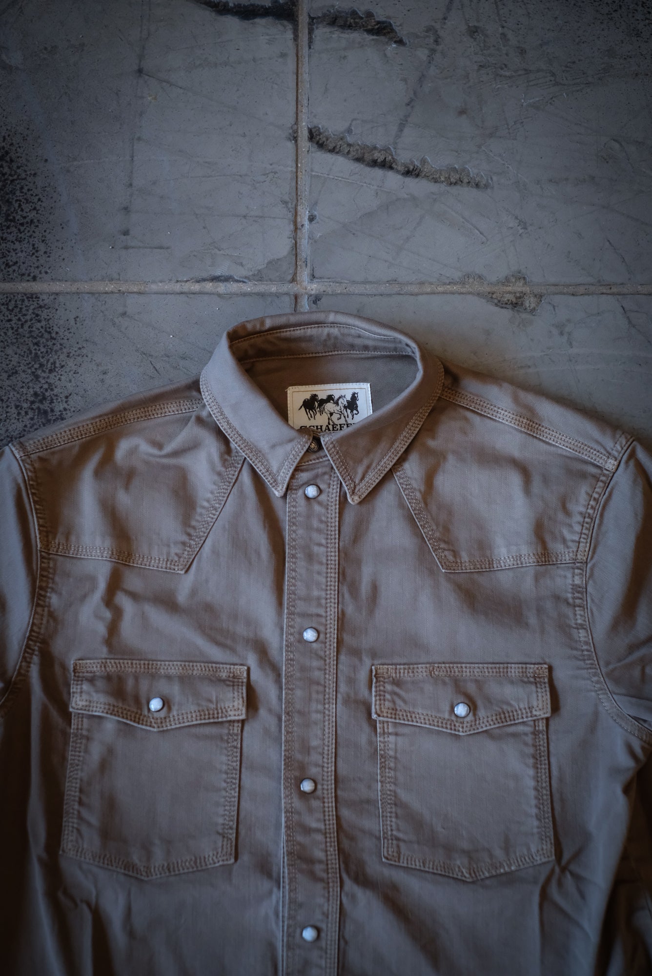 Western Denim Snap Shirt | Khaki