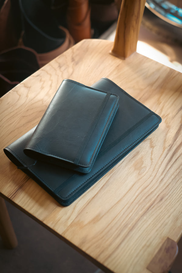 Pocket Notebook Cover | Black Bridle Leather