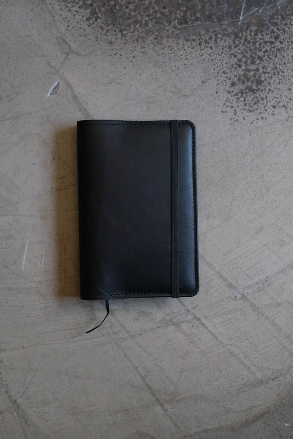 Pocket Notebook Cover | Black Bridle Leather