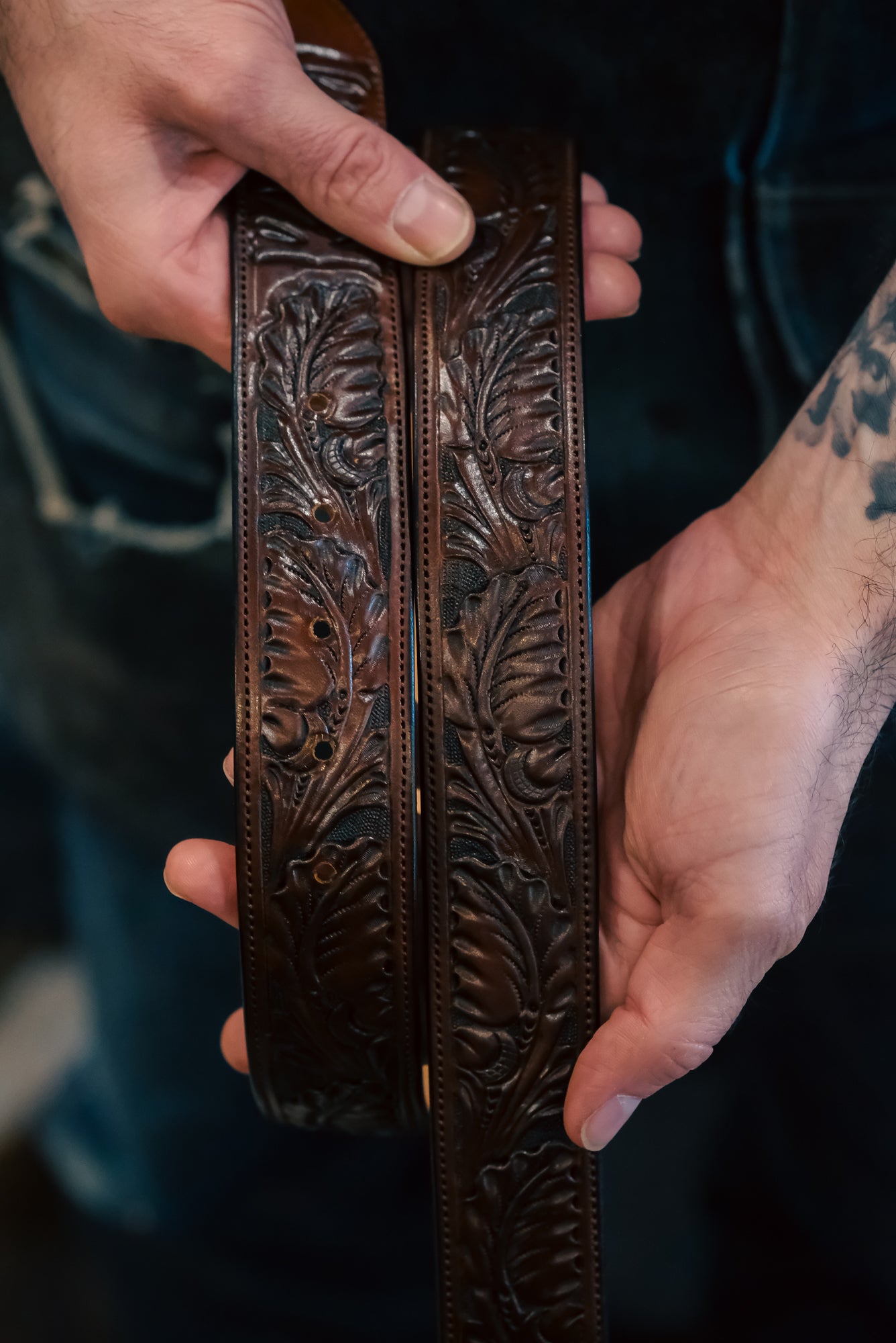 Custom Hand Tooled Belt | Oak Leaf #2