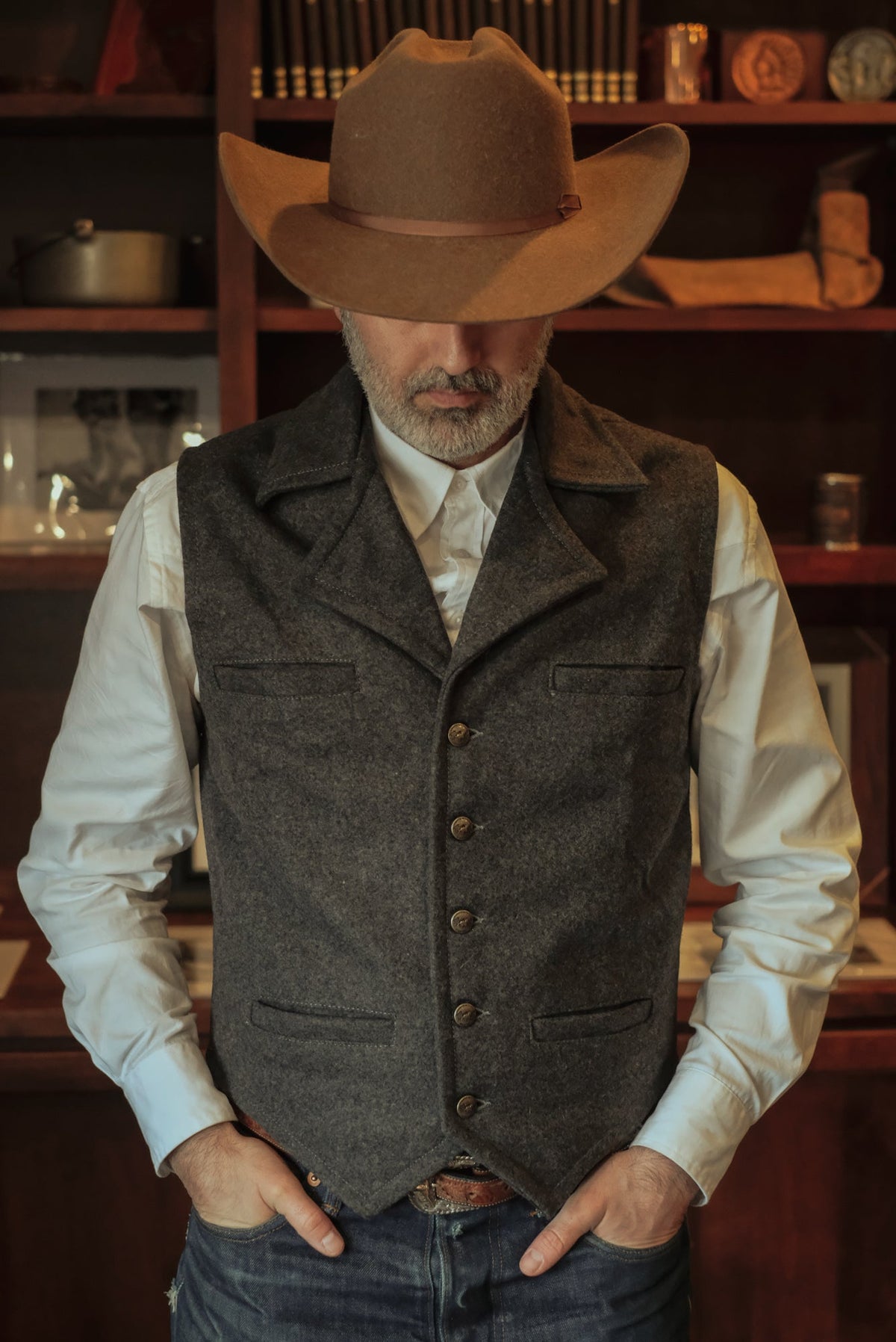 Cattle Baron Wool Vest - Charcoal #Color_Charcoal