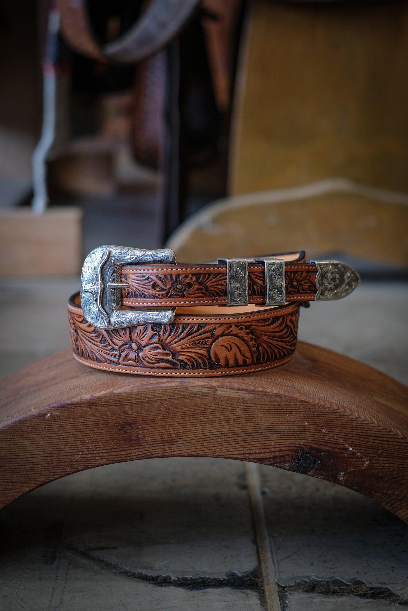 Custom Hand Tooled Belt | Floral #4 Wilkinson