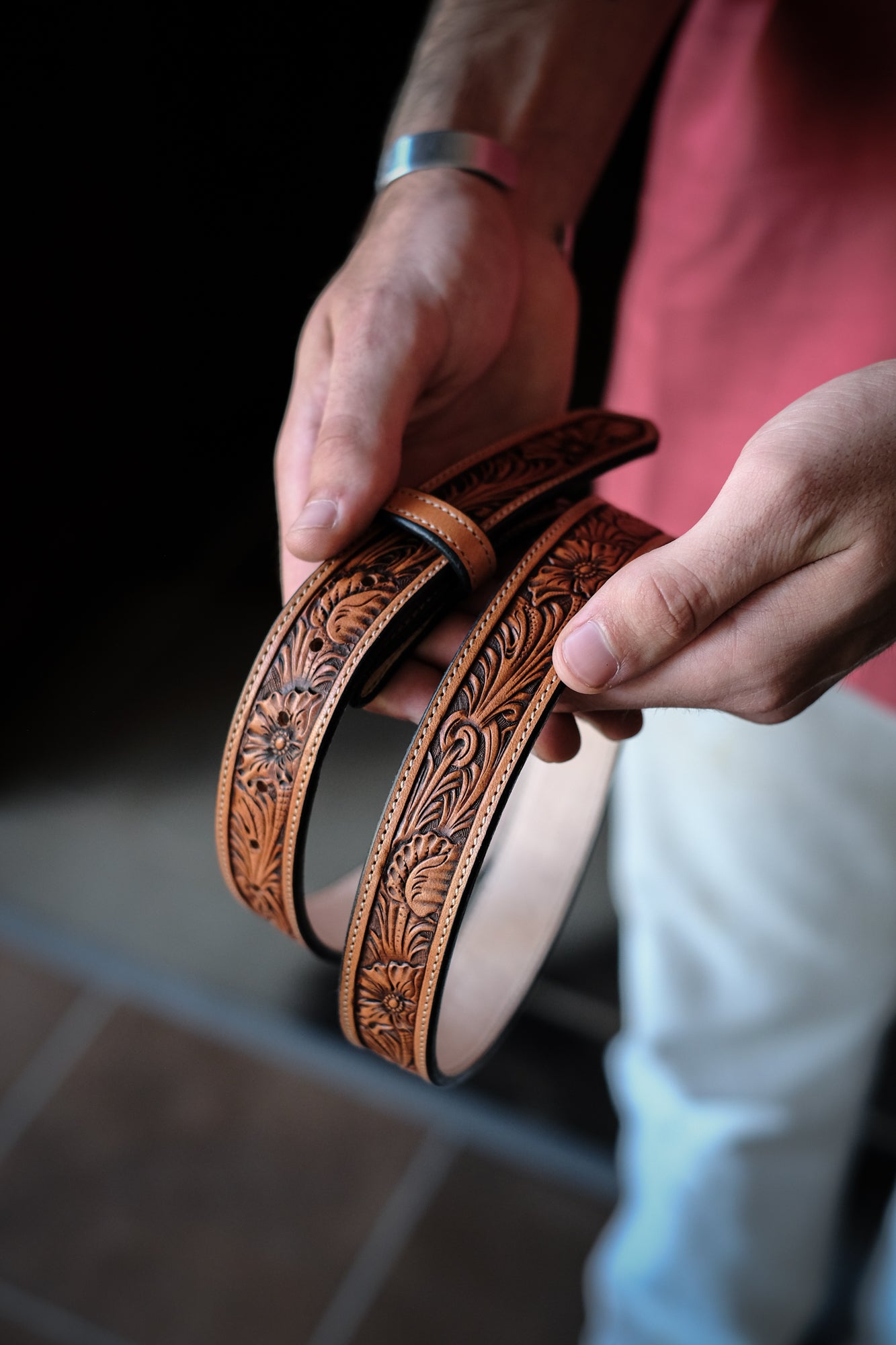 Custom Hand Tooled Belt | Floral Pattern #3