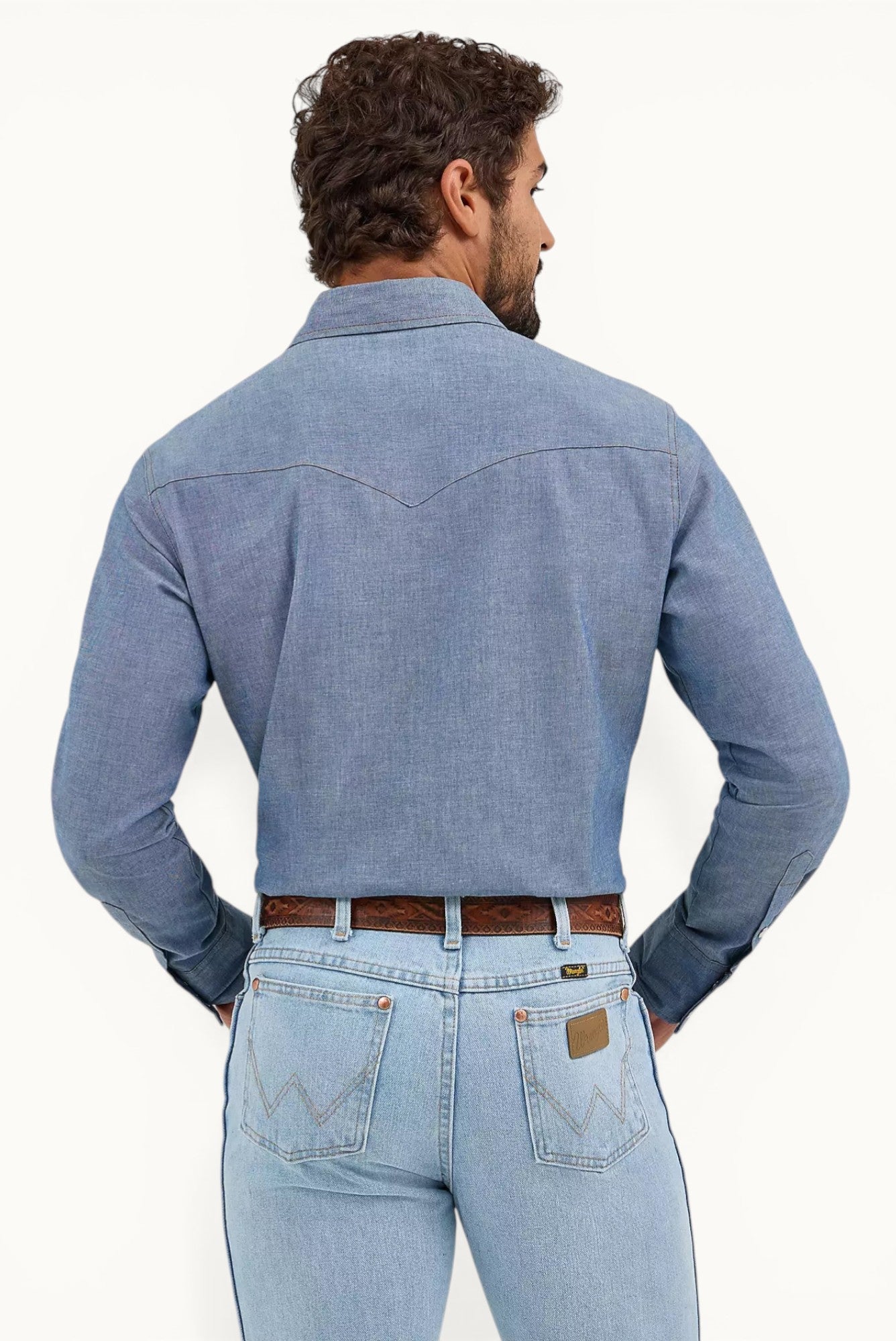 Wrangler Cowboy Cut Long Sleeve Western Snap Chambray Work Shirt