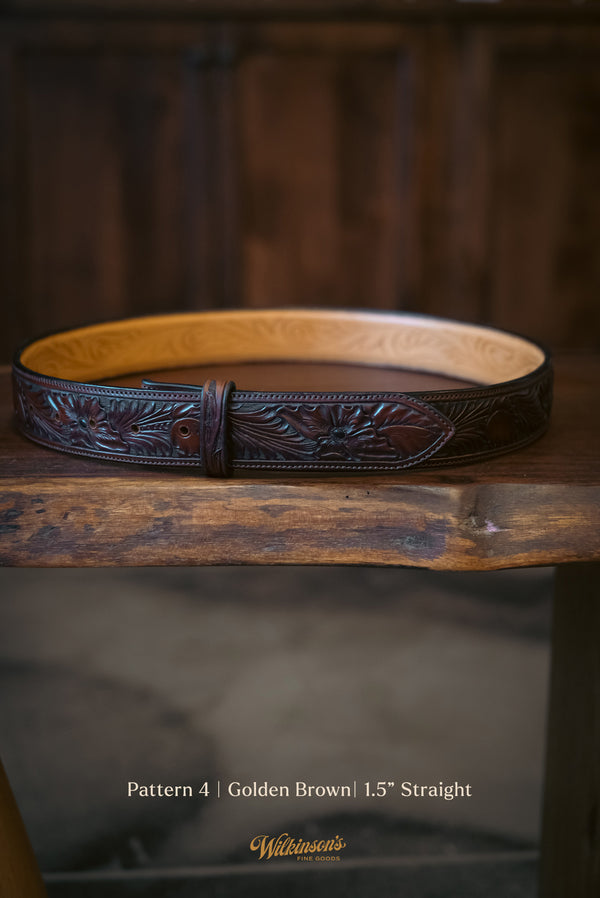 Custom Hand Tooled Belt | Floral Pattern #4