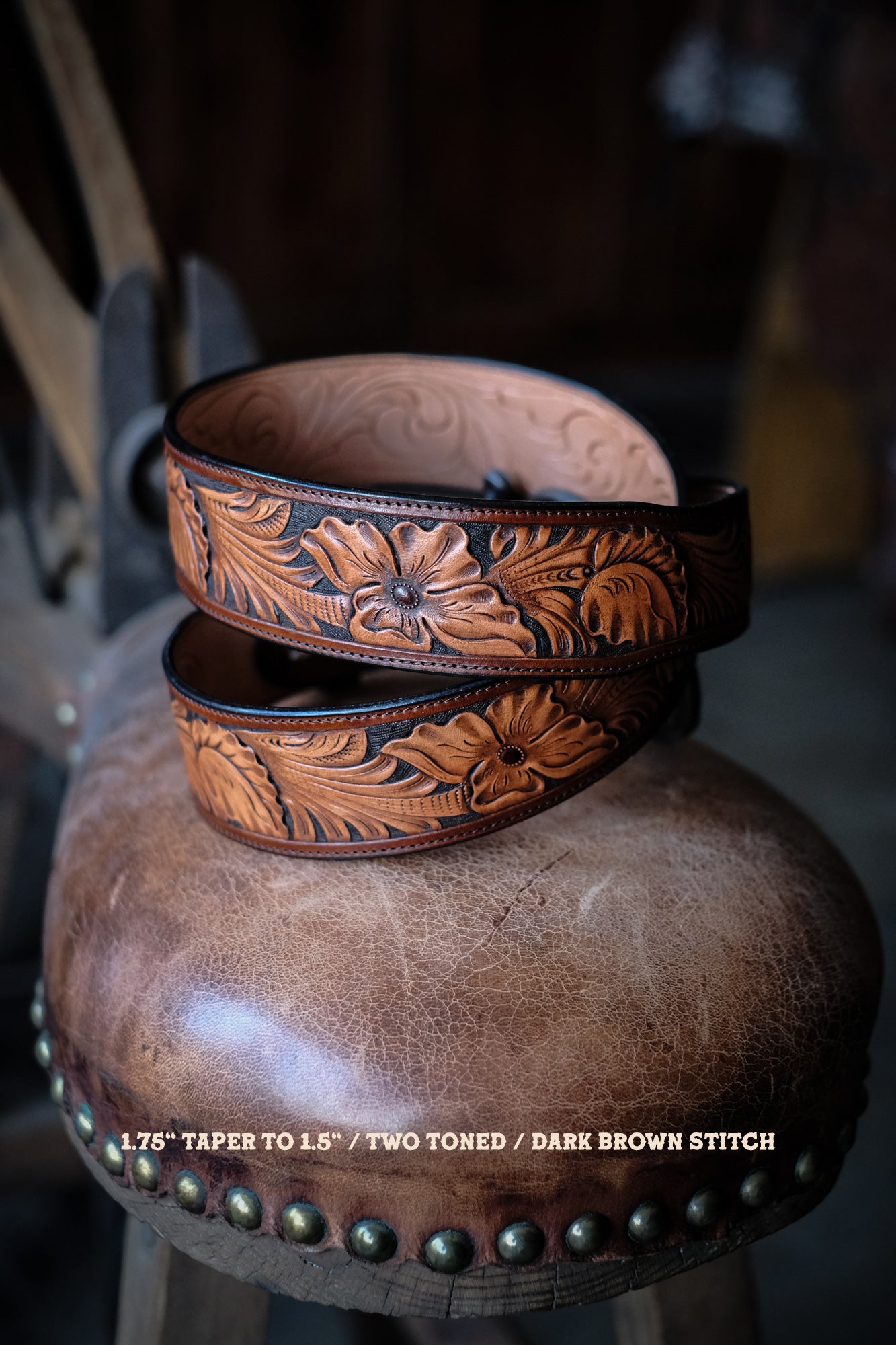 Custom Hand Tooled Belt | Floral Pattern #4