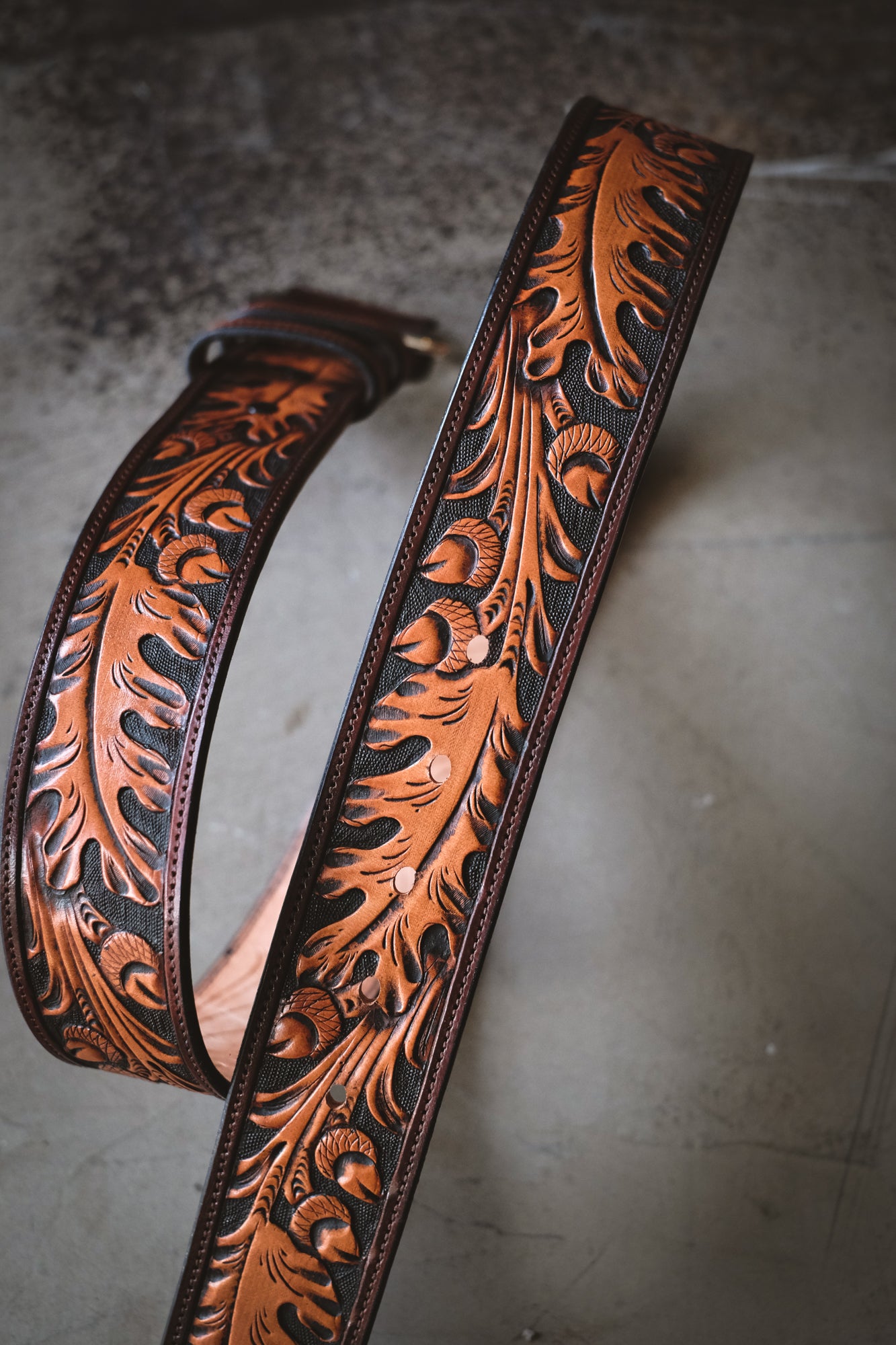 Custom Hand Tooled Belt | Oak Leaf Pattern #1