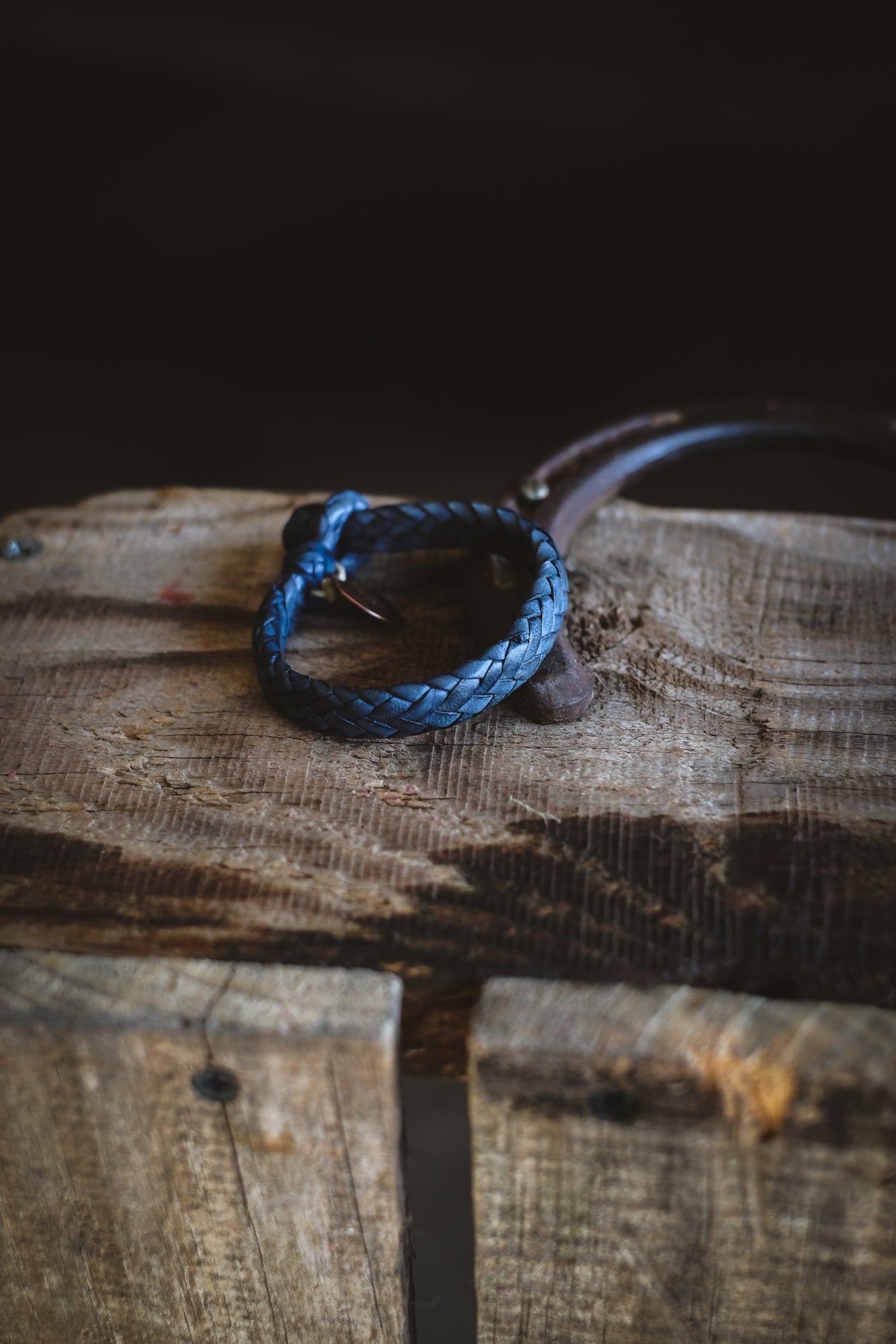 Wide Flat Braided Bracelet | Blue