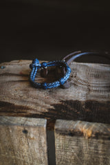 Double Round Braided Leather Bracelet | Blue